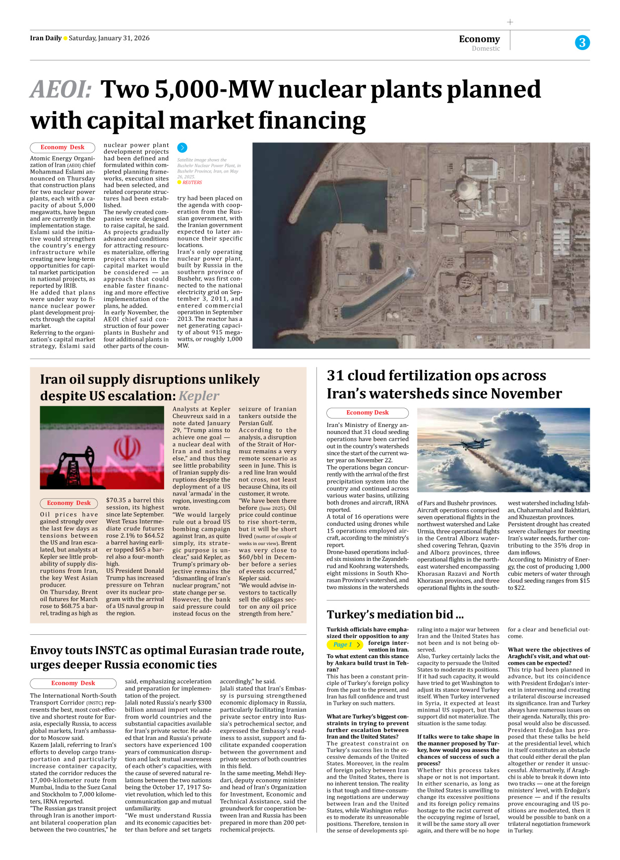 Iran Daily - Number Eight Thousand Forty One - 31 January 2026 - Page 3