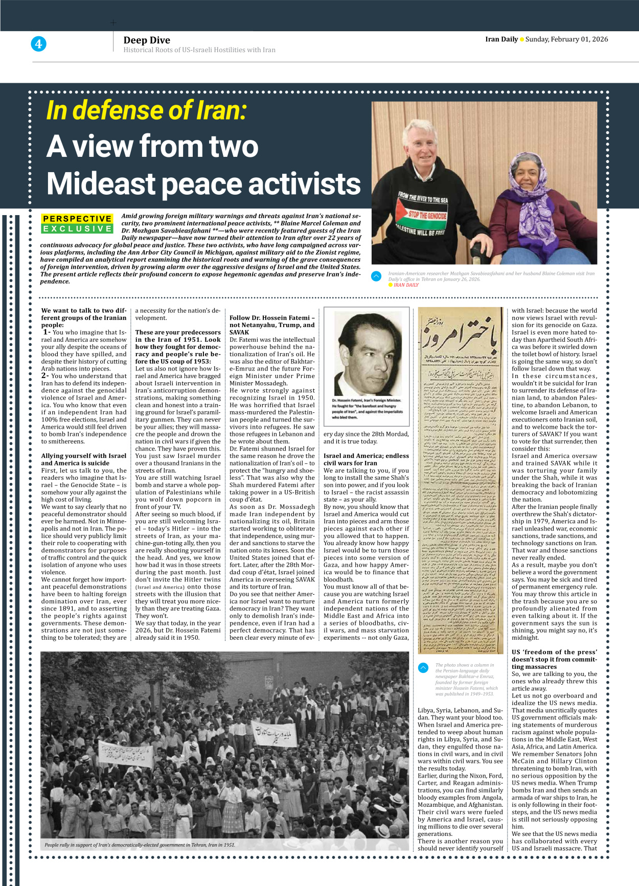 Iran Daily - Number Eight Thousand Forty Two - 01 February 2026 - Page 4