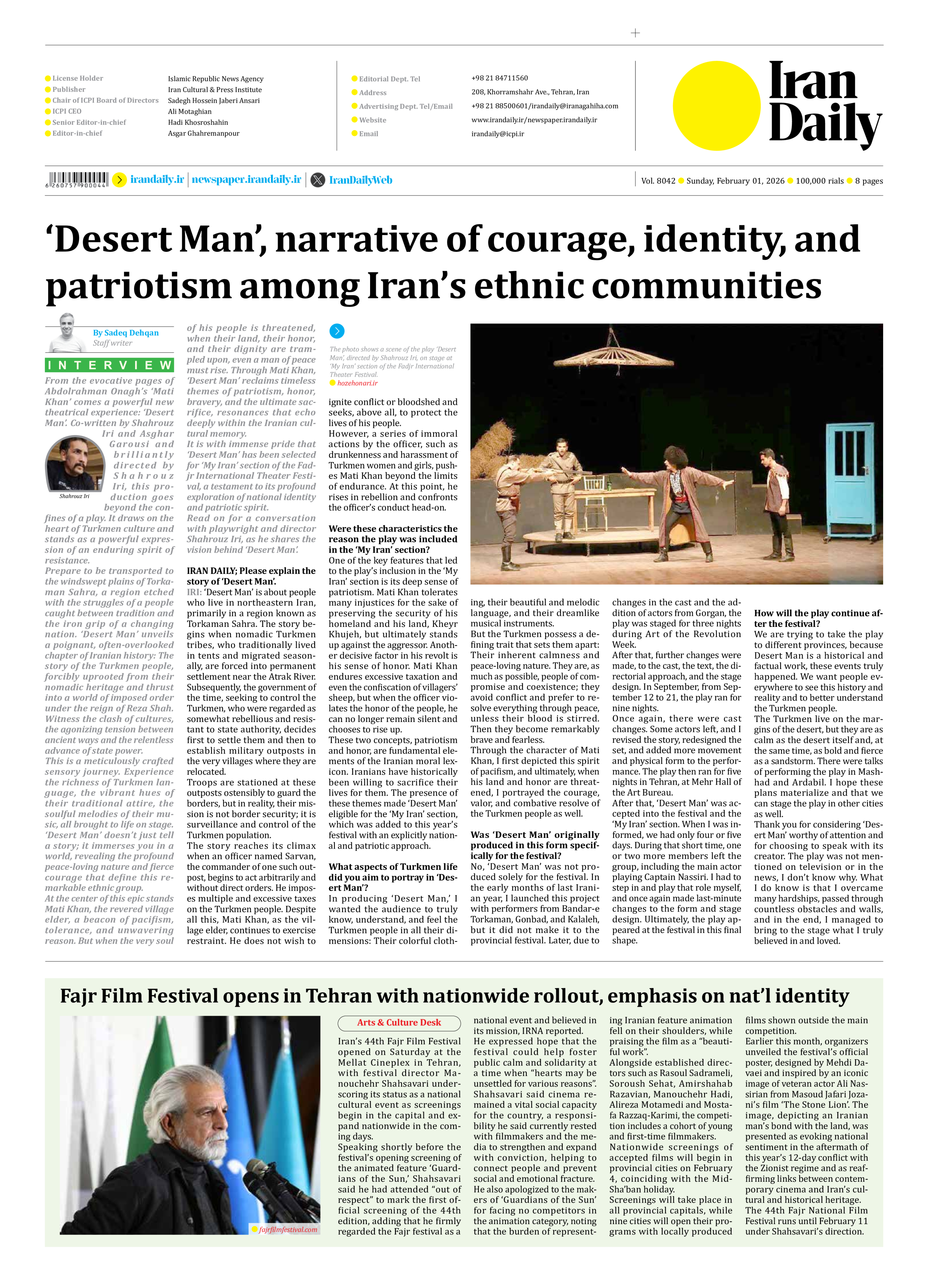 Iran Daily - Number Eight Thousand Forty Two - 01 February 2026 - Page 8