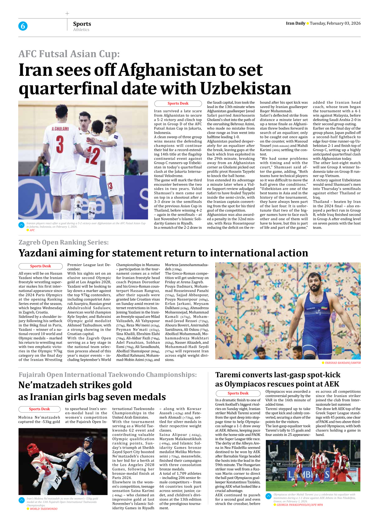 Iran Daily - Number Eight Thousand Forty Four - 03 February 2026 - Page 6