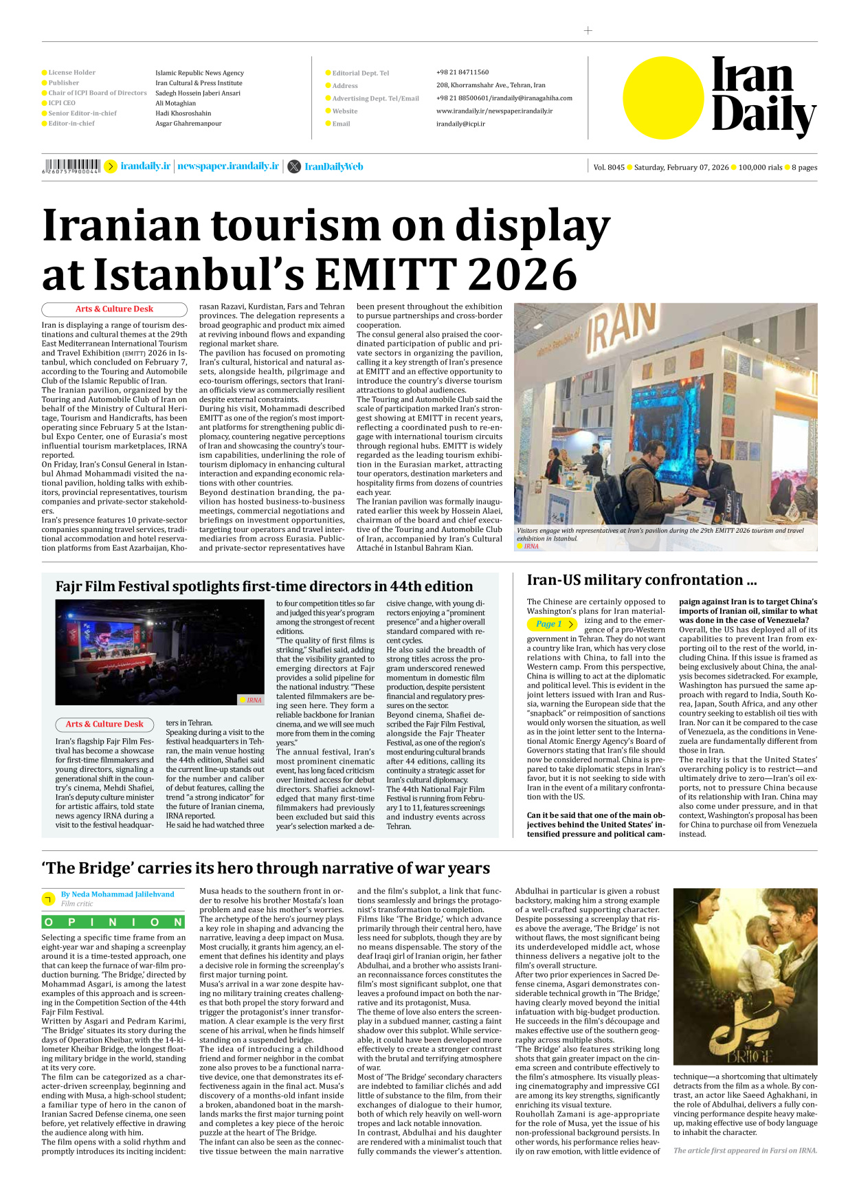 Iran Daily - Number Eight Thousand Forty Five - 07 February 2026 - Page 8