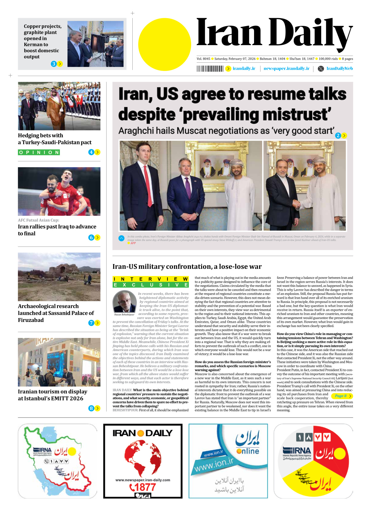 Iran Daily - Number Eight Thousand Forty Five - 07 February 2026