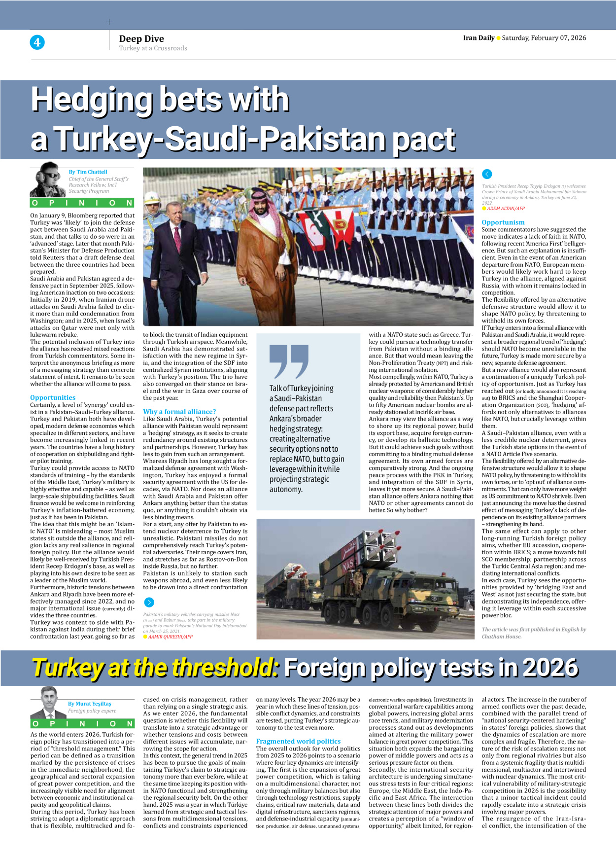 Iran Daily - Number Eight Thousand Forty Five - 07 February 2026 - Page 4