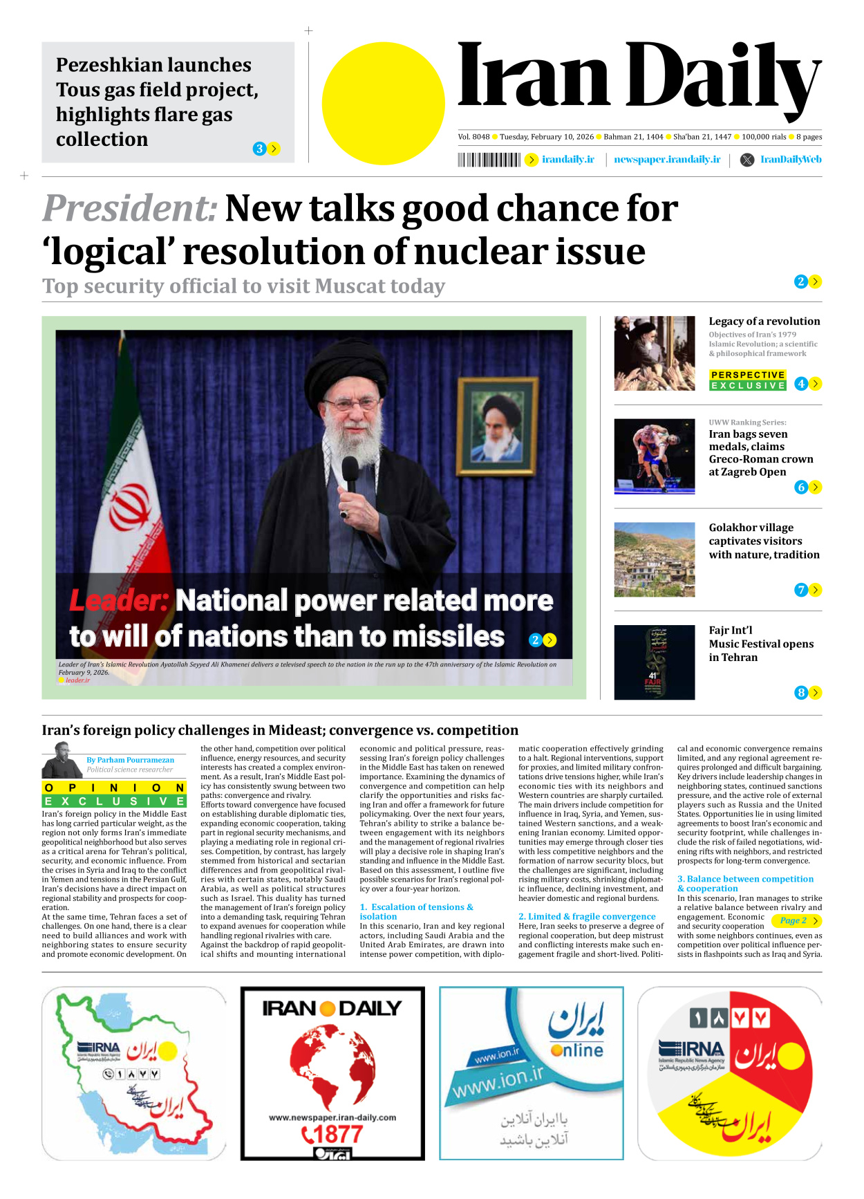 Iran Daily - Number Eight Thousand Forty Eight - 10 February 2026