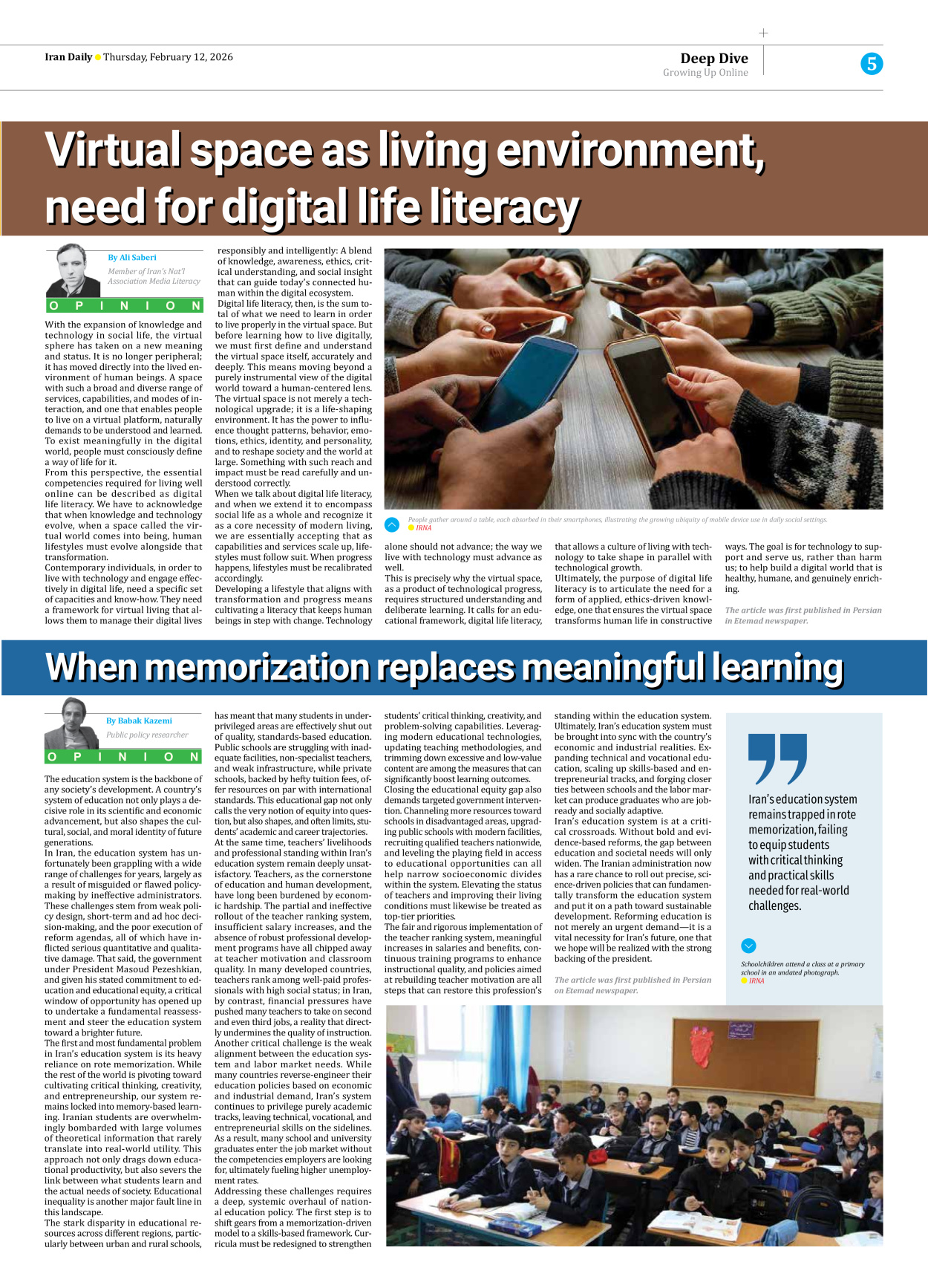 Iran Daily - Number Eight Thousand Forty Nine - 12 February 2026 - Page 5