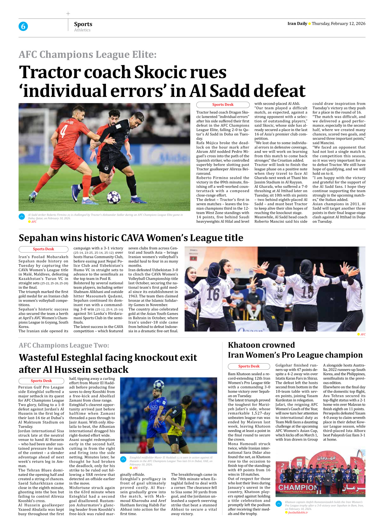 Iran Daily - Number Eight Thousand Forty Nine - 12 February 2026 - Page 6
