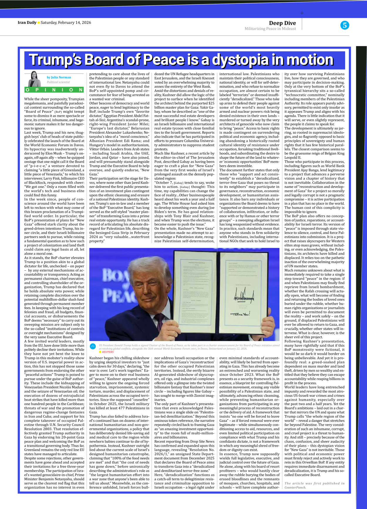Iran Daily - Number Eight Thousand Fifty - 14 February 2026 - Page 5