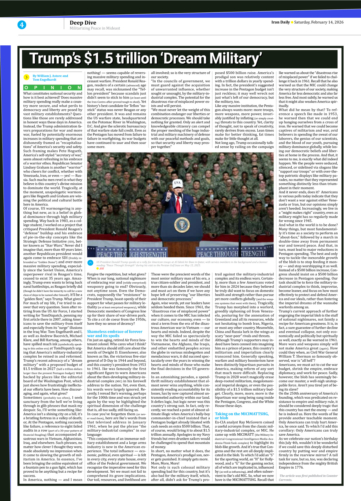 Iran Daily - Number Eight Thousand Fifty - 14 February 2026 - Page 4
