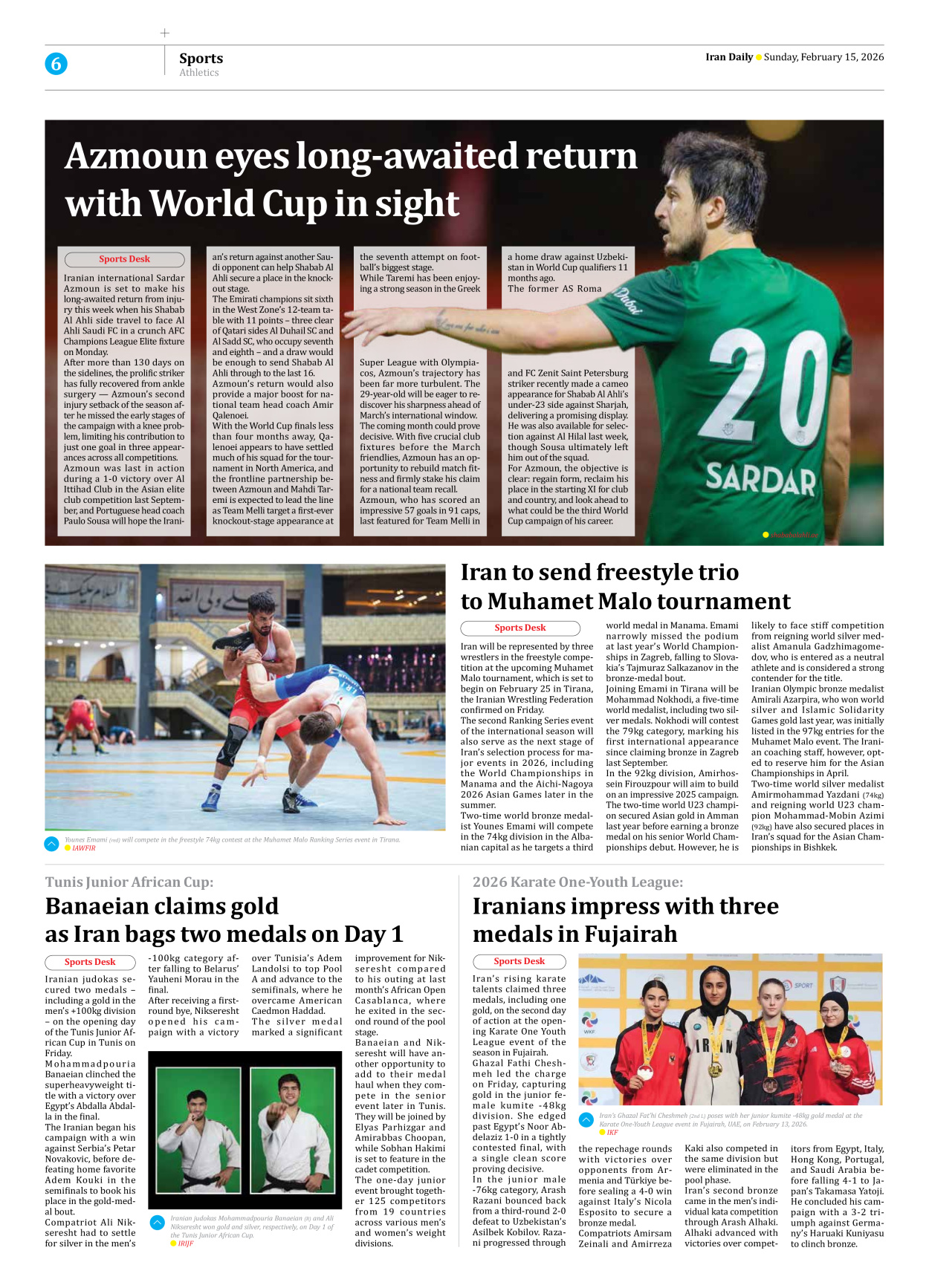 Iran Daily - Number Eight Thousand Fifty One - 15 February 2026 - Page 6