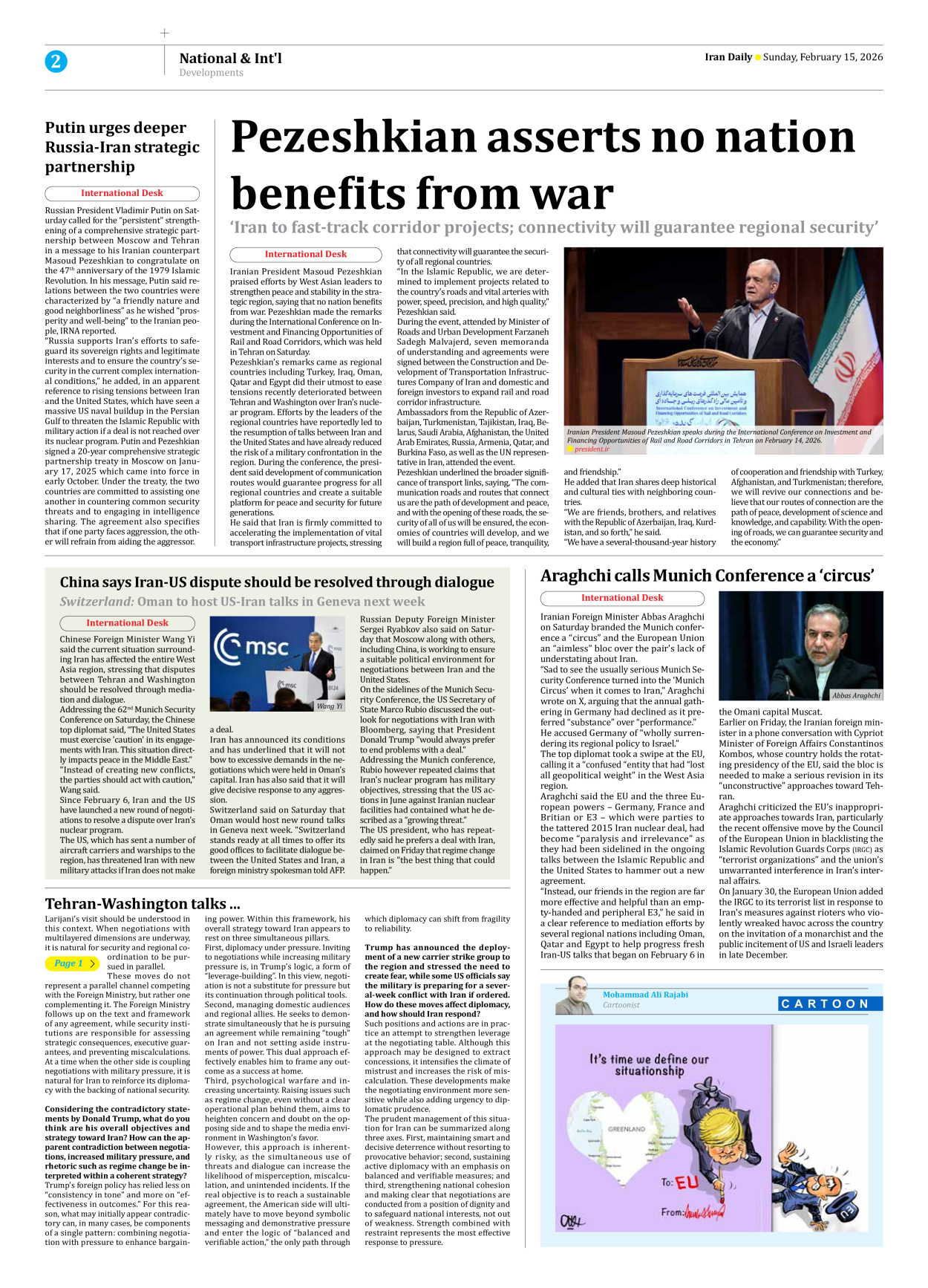 Iran Daily - Number Eight Thousand Fifty One - 15 February 2026 - Page 2