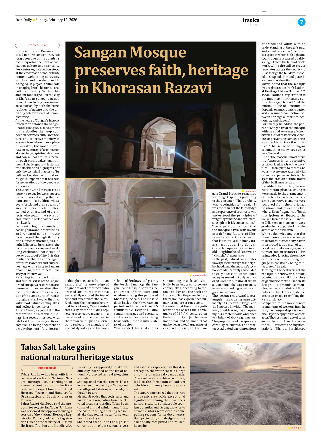 Iran Daily - Number Eight Thousand Fifty One - 15 February 2026 - Page 7