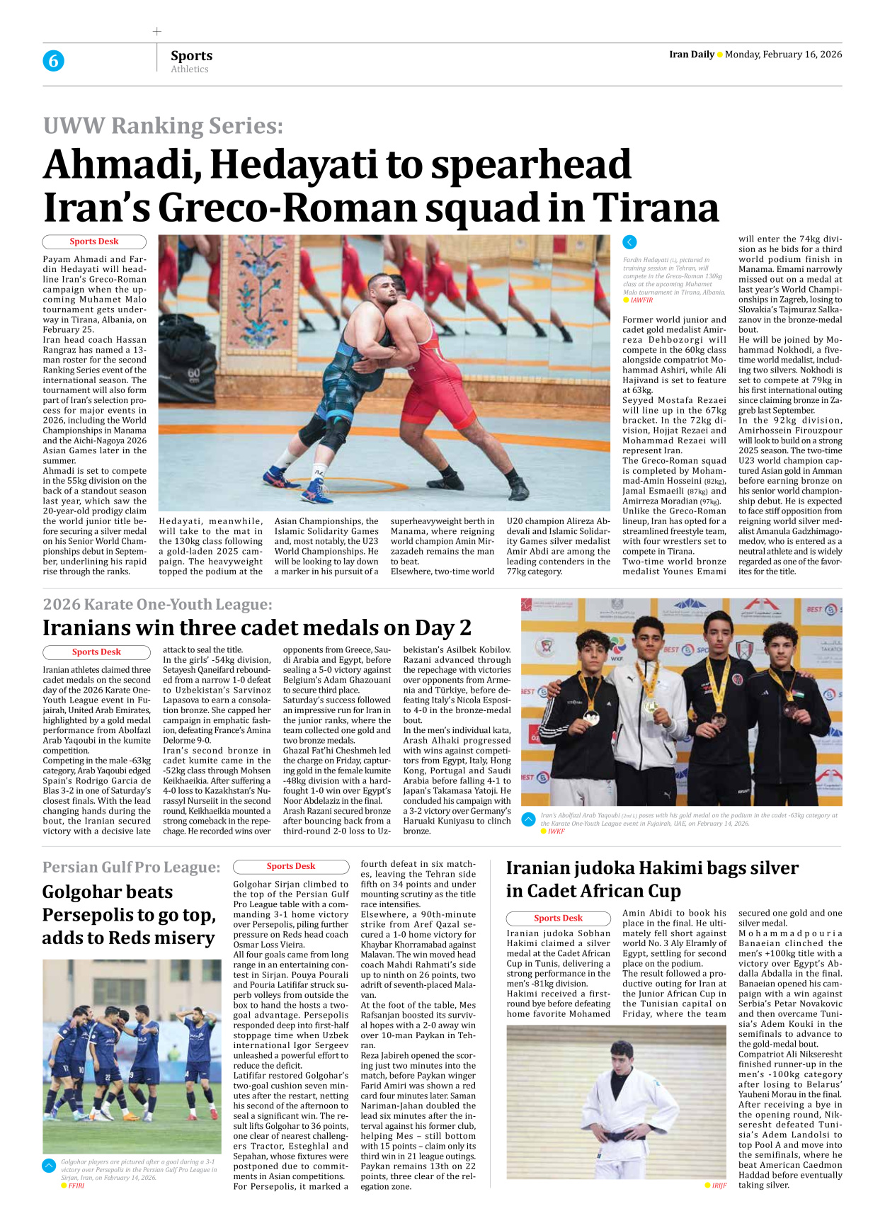 Iran Daily - Number Eight Thousand Fifty Two - 16 February 2026 - Page 6