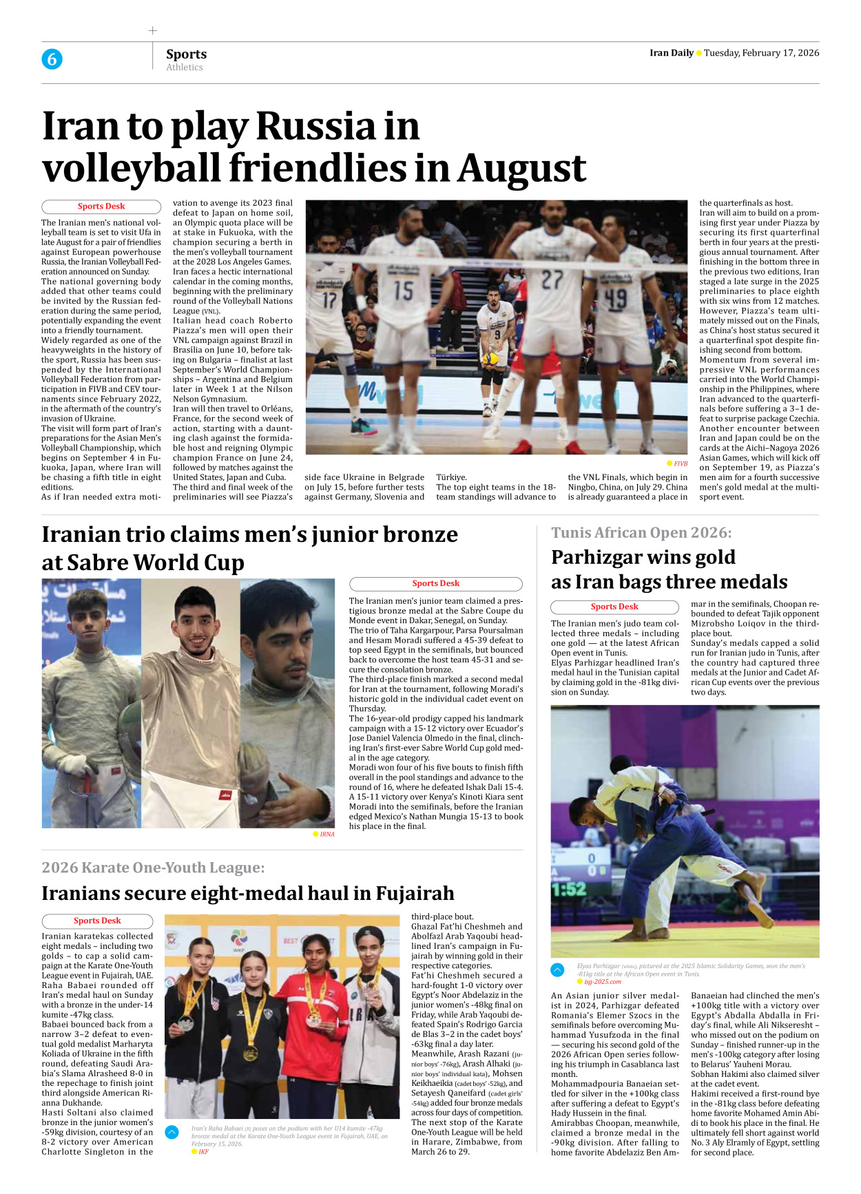 Iran Daily - Number Eight Thousand Fifty Three - 17 February 2026 - Page 6