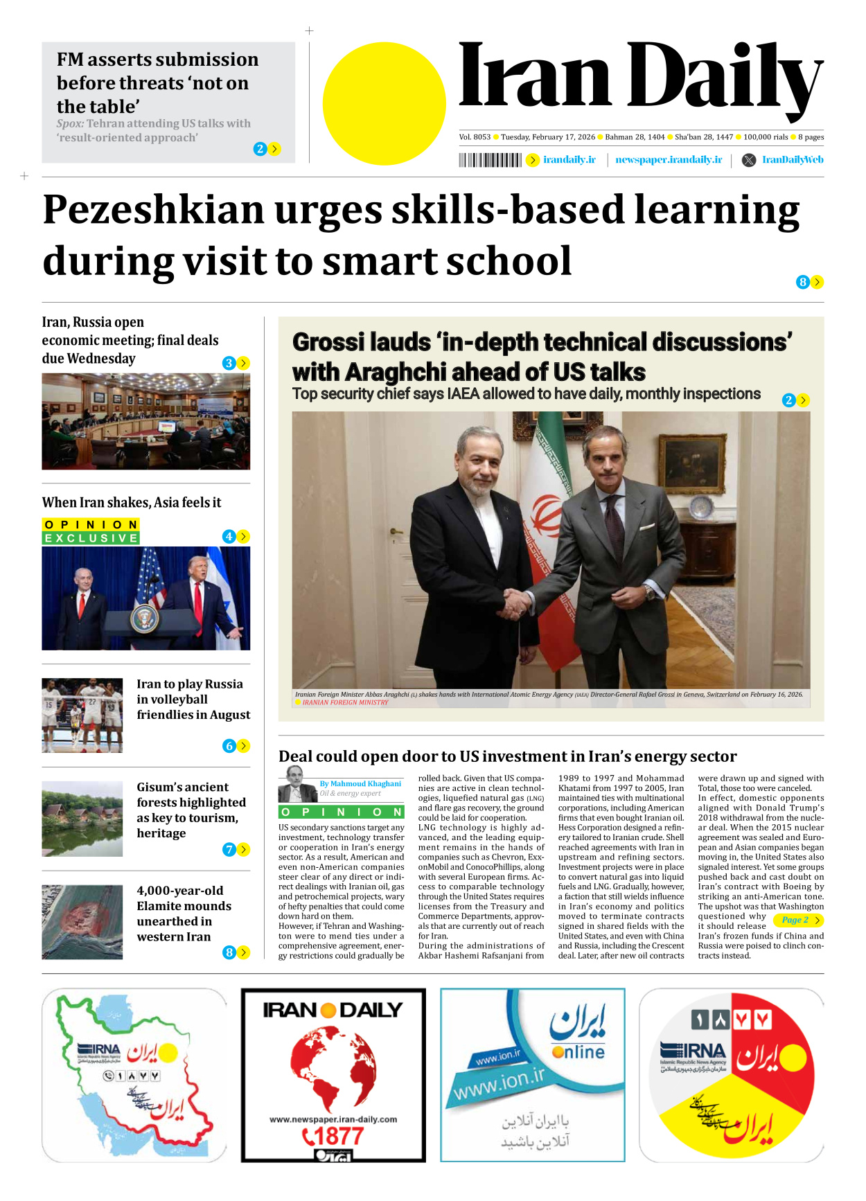 Iran Daily - Number Eight Thousand Fifty Three - 17 February 2026