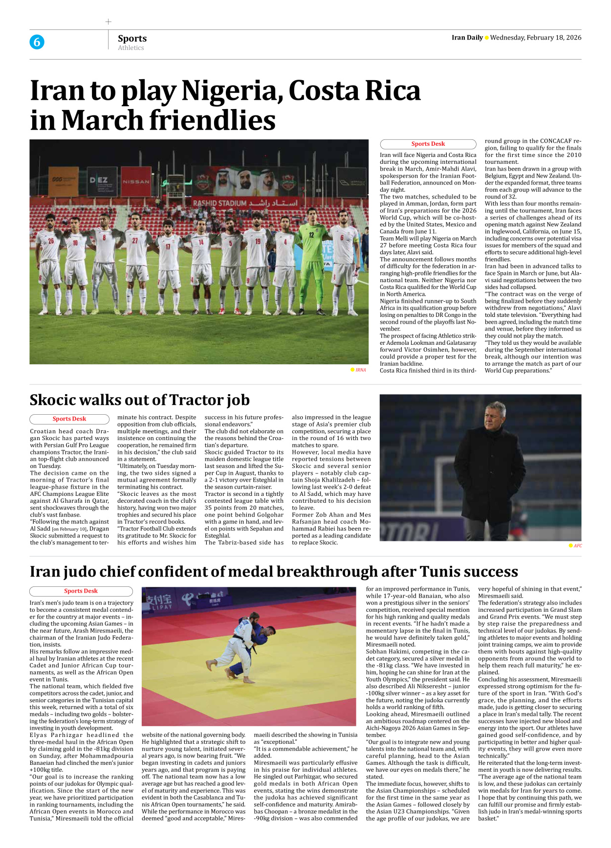 Iran Daily - Number Eight Thousand Fifty Four - 18 February 2026 - Page 6