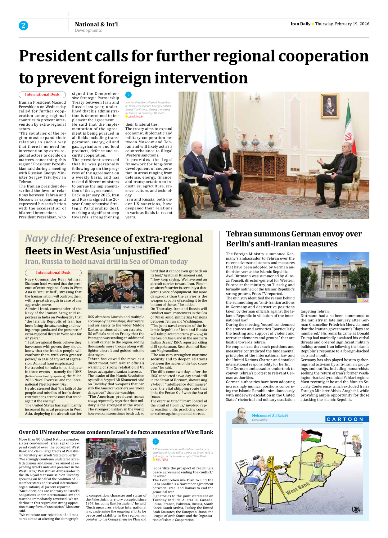 Iran Daily - Number Eight Thousand Fifty Five - 19 February 2026 - Page 2