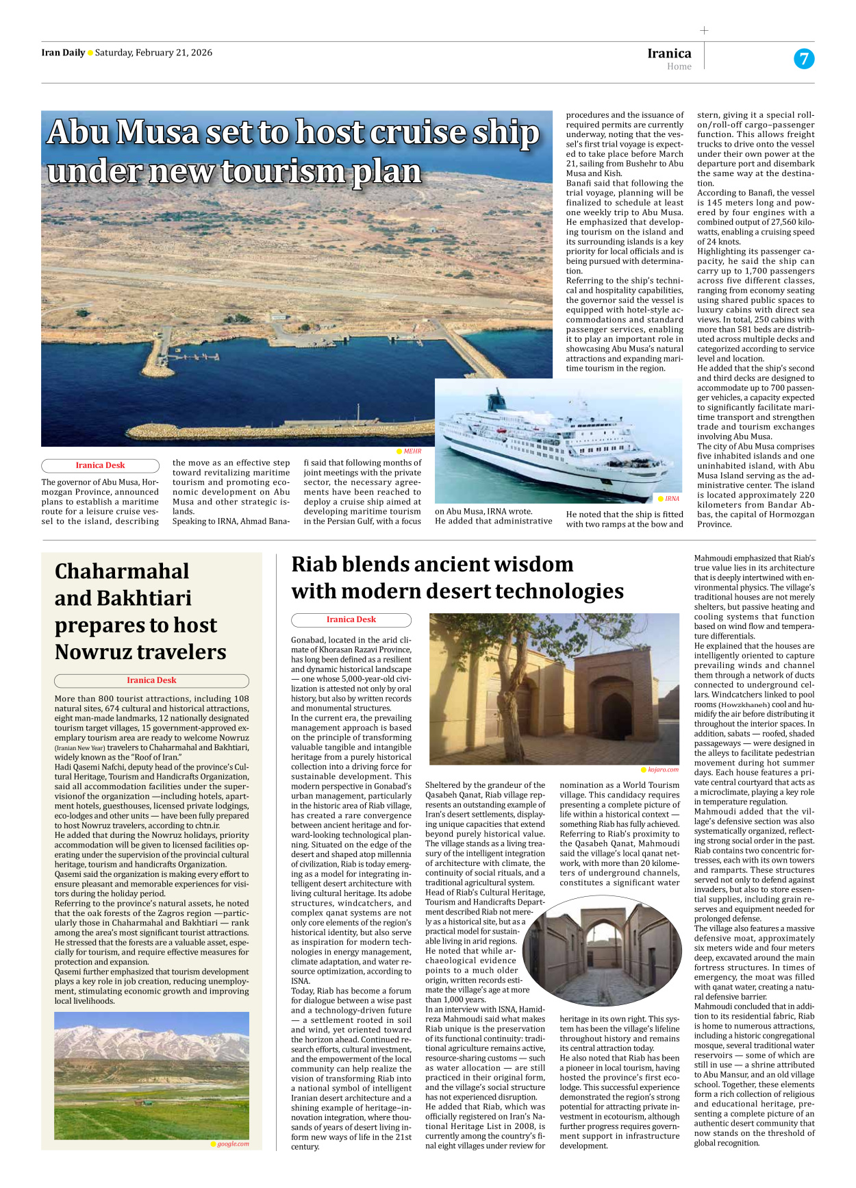 Iran Daily - Number Eight Thousand Fifty Six - 21 February 2026 - Page 7