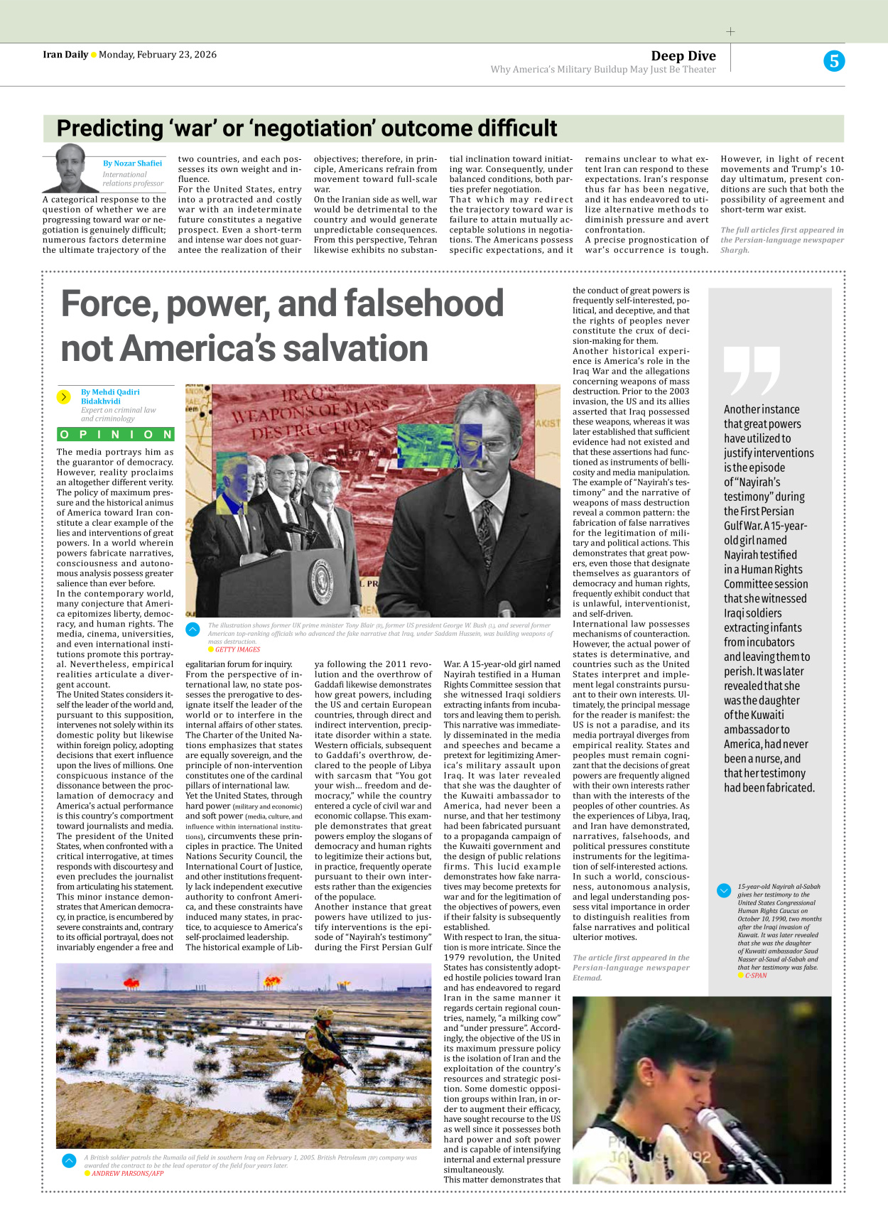 Iran Daily - Number Eight Thousand Fifty Eight - 23 February 2026 - Page 5