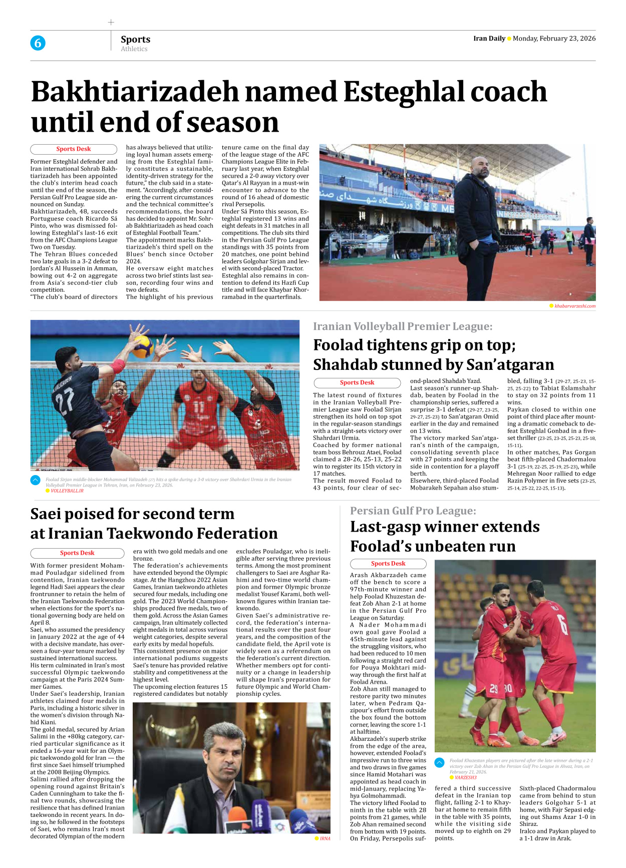 Iran Daily - Number Eight Thousand Fifty Eight - 23 February 2026 - Page 6
