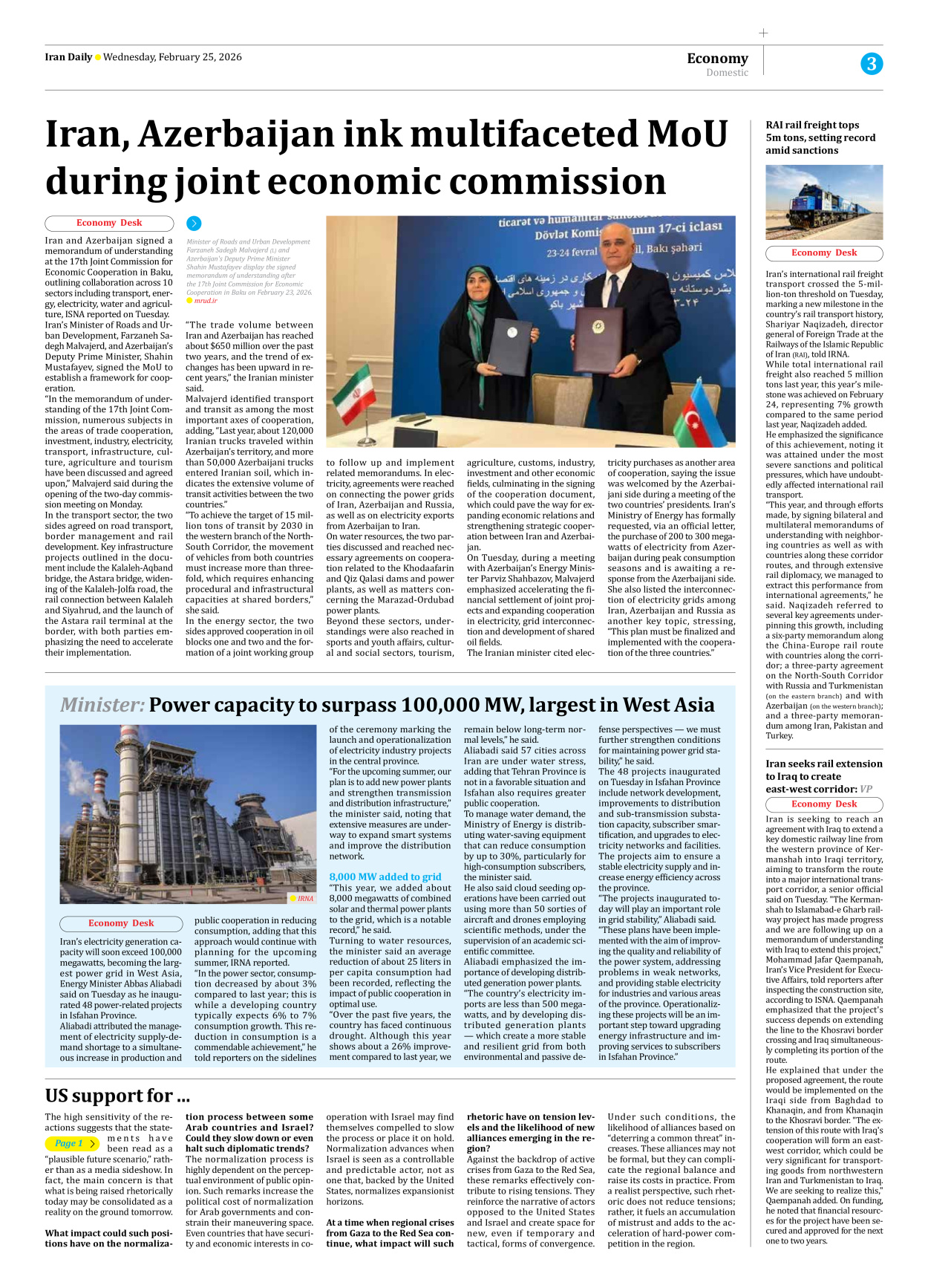 Iran Daily - Number Eight Thousand Sixty - 25 February 2026 - Page 3