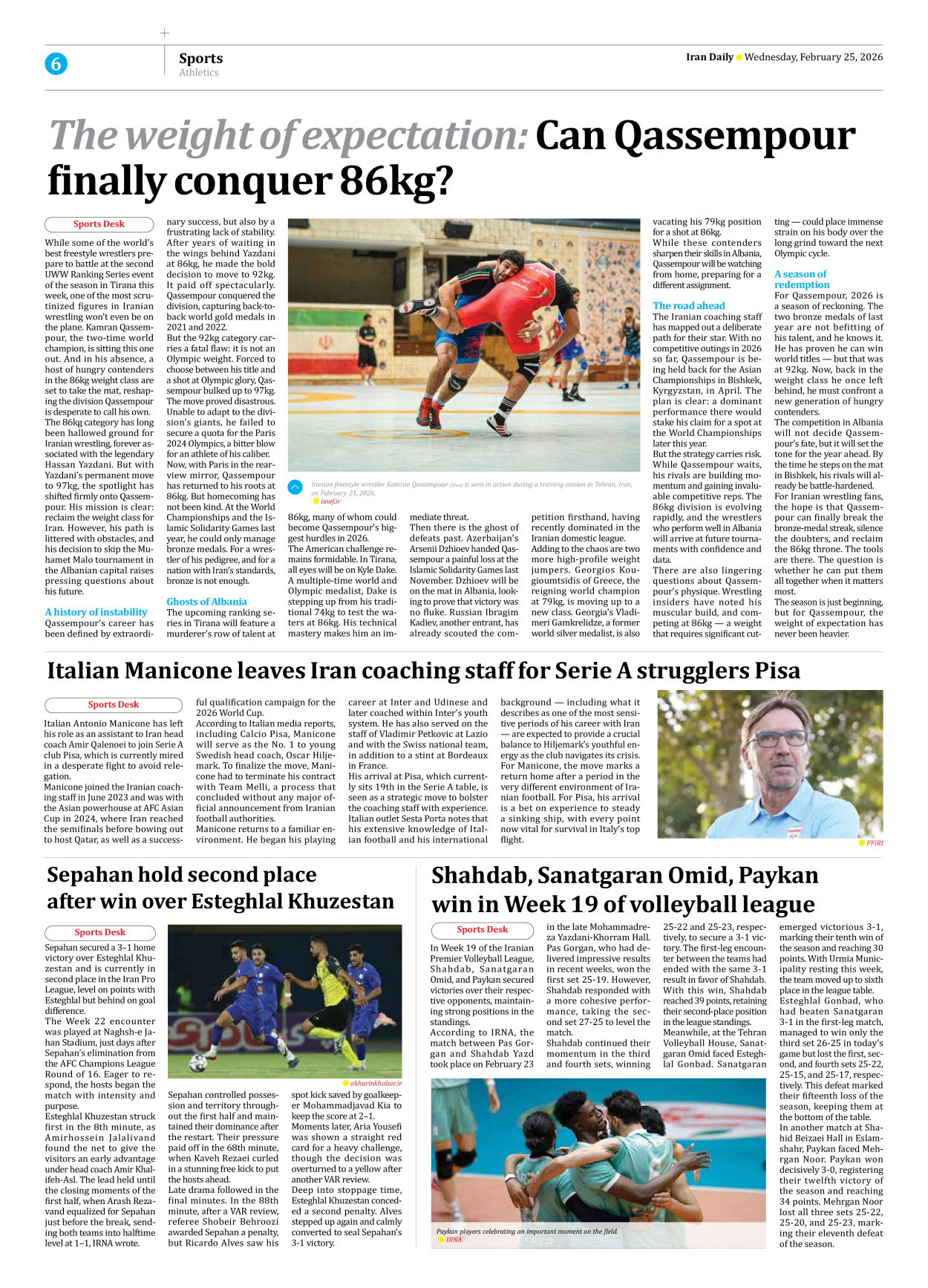 Iran Daily - Number Eight Thousand Sixty - 25 February 2026 - Page 6