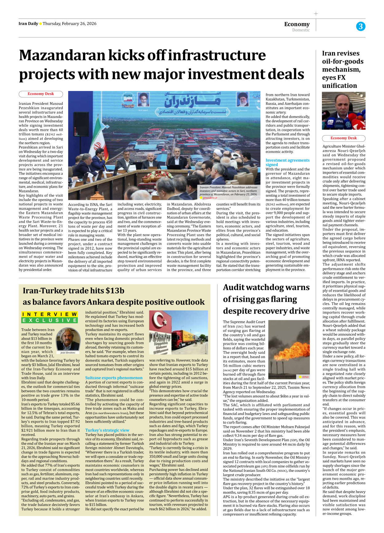 Iran Daily - Number Eight Thousand Sixty One - 26 February 2026 - Page 3