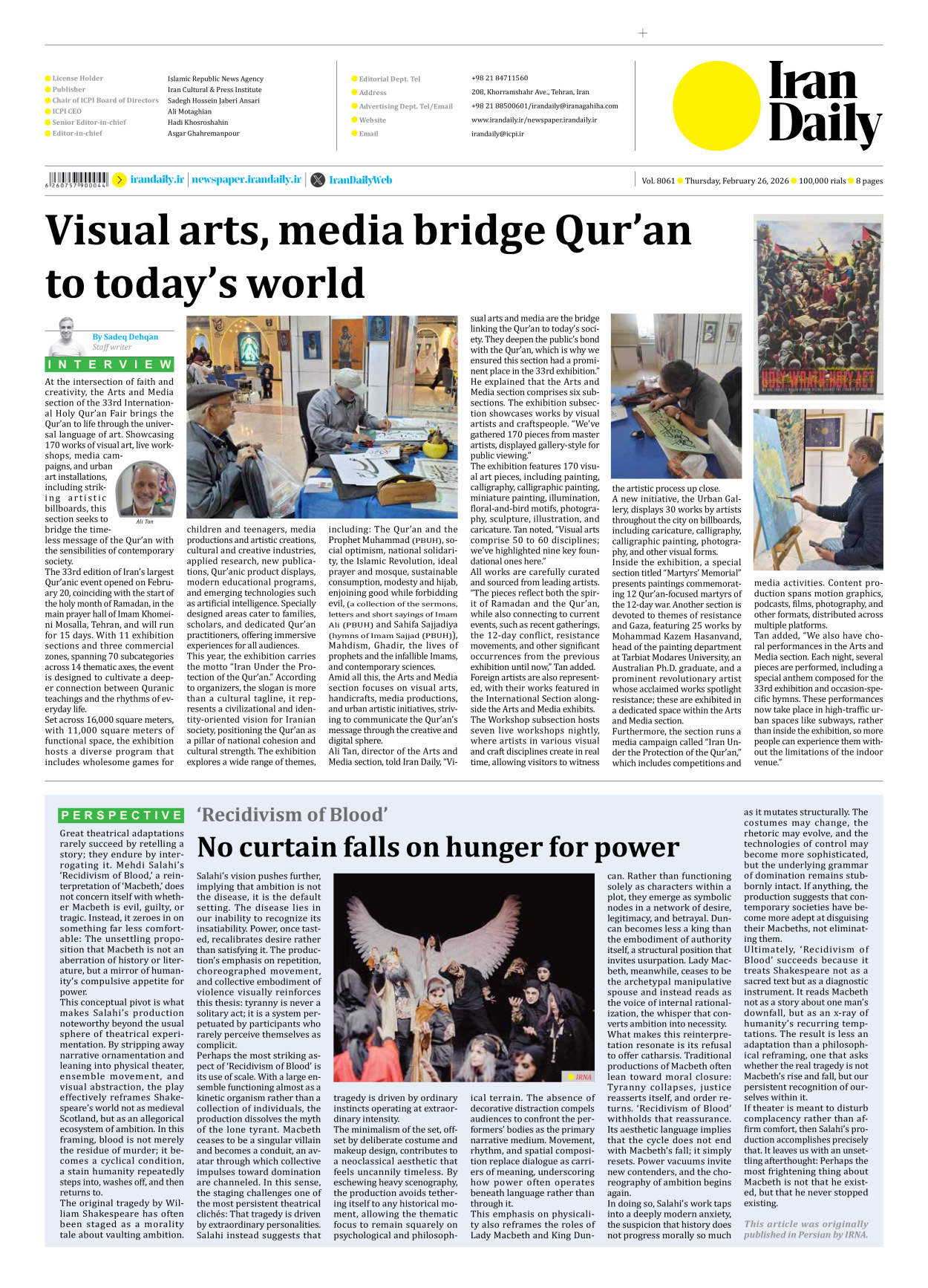 Iran Daily - Number Eight Thousand Sixty One - 26 February 2026 - Page 8