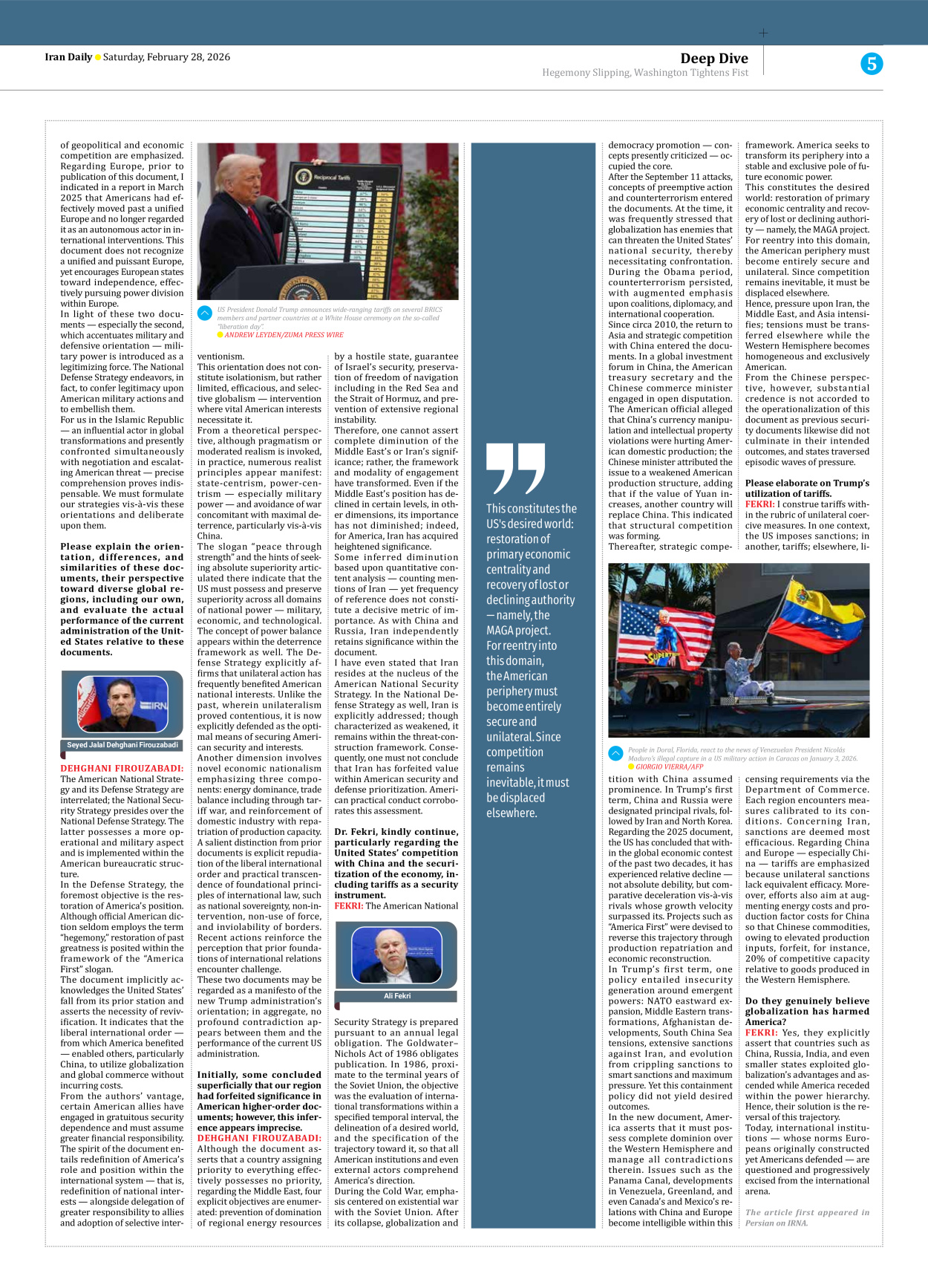 Iran Daily - Number Eight Thousand Sixty Two - 28 February 2026 - Page 5