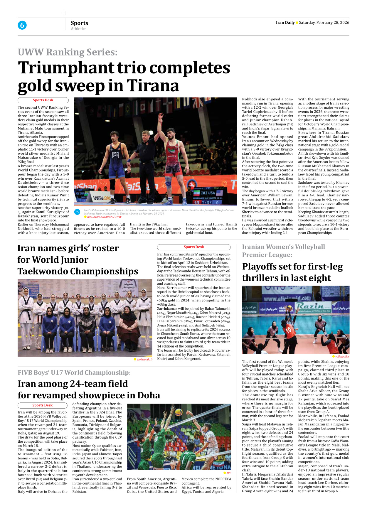 Iran Daily - Number Eight Thousand Sixty Two - 28 February 2026 - Page 6