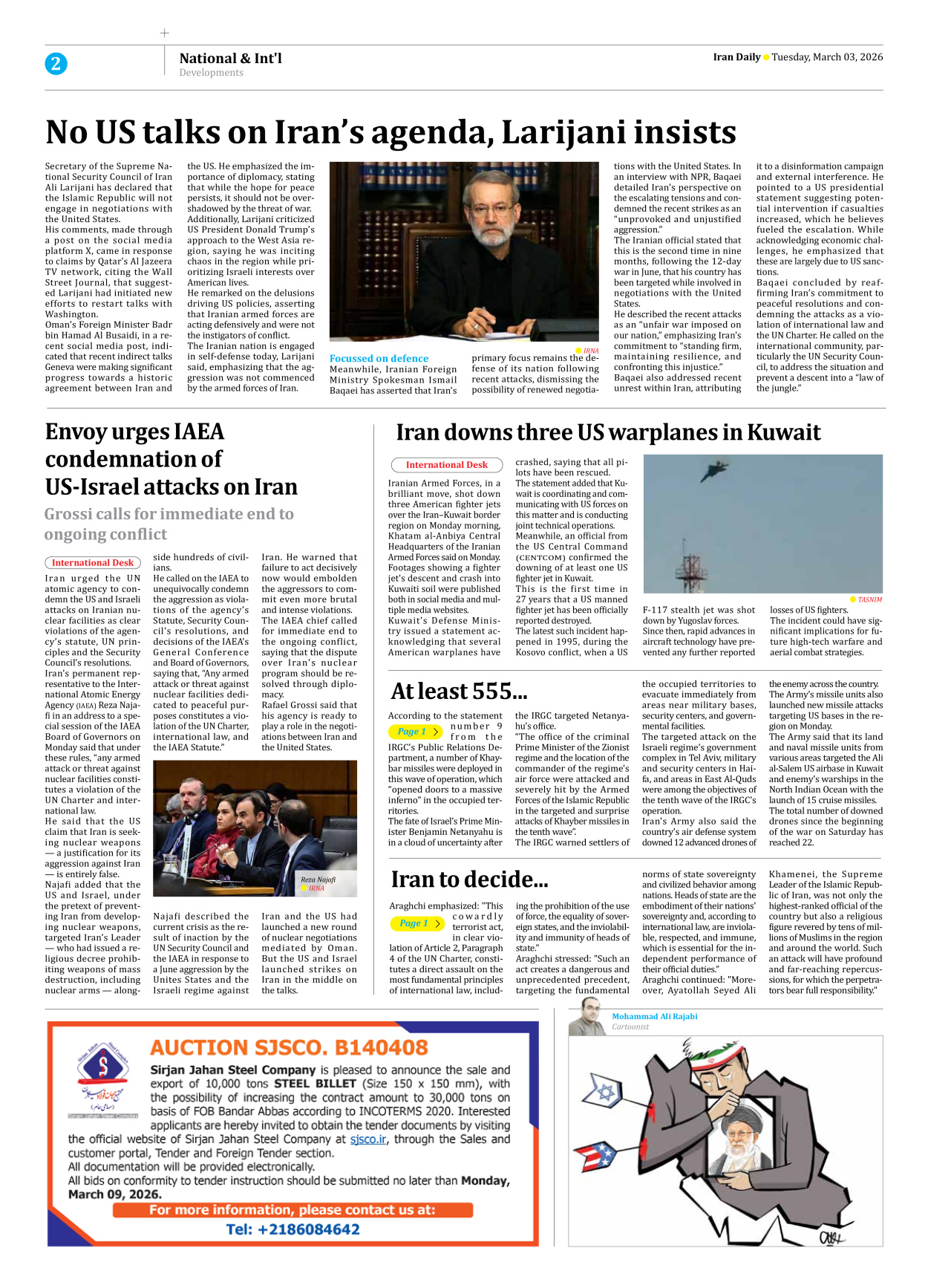 Iran Daily - Number Eight Thousand Sixty Five - 03 March 2026 - Page 2