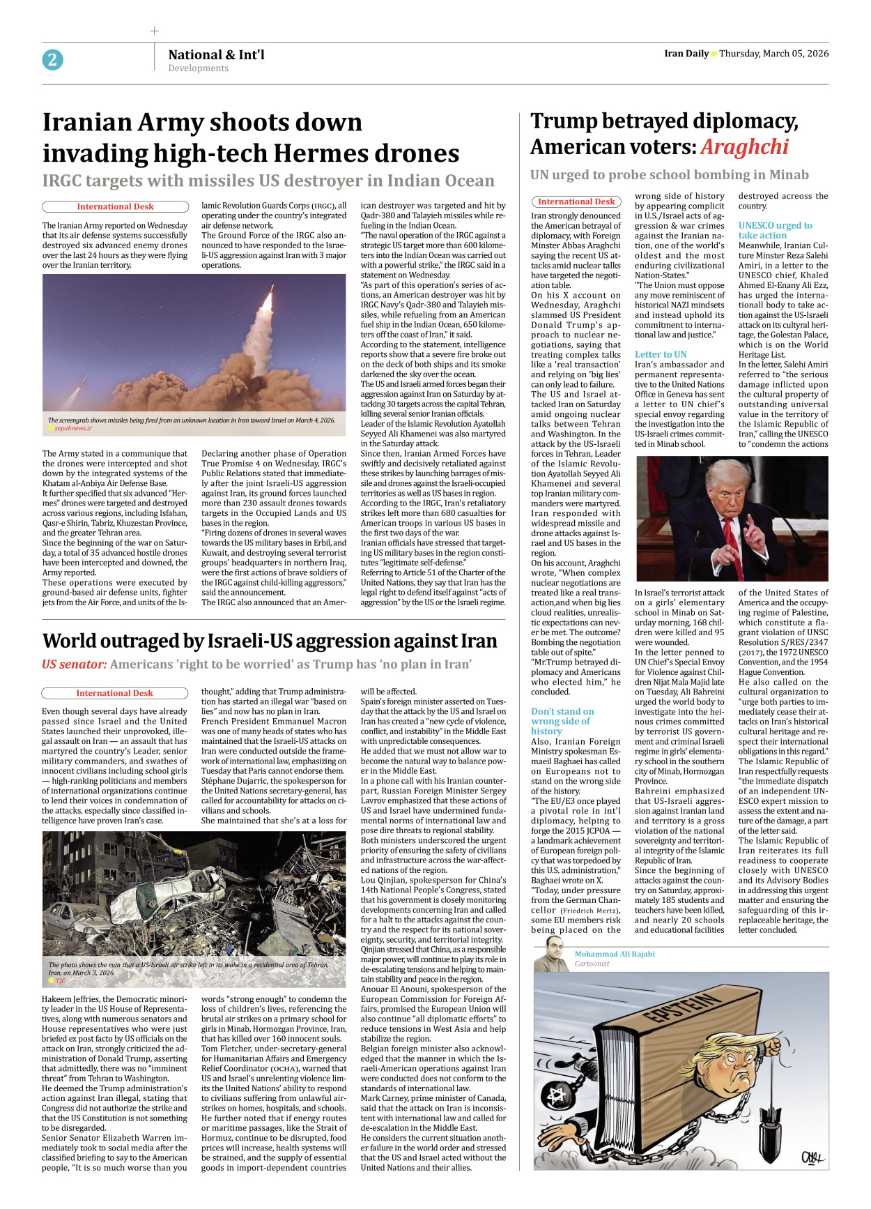 Iran Daily - Number Eight Thousand Sixty Seven - 05 March 2026 - Page 2