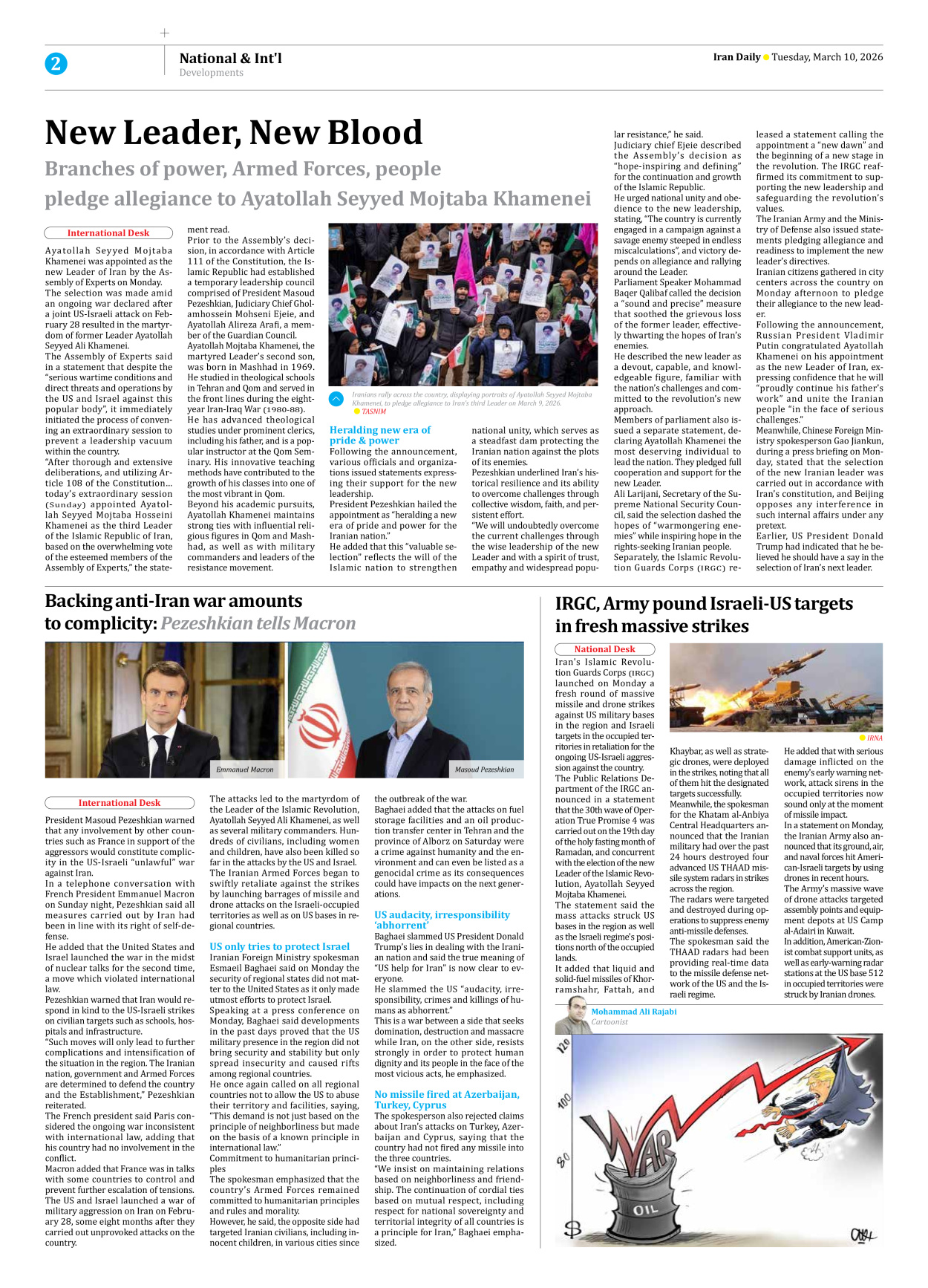 Iran Daily - Number Eight Thousand Seventy One - 10 March 2026 - Page 2