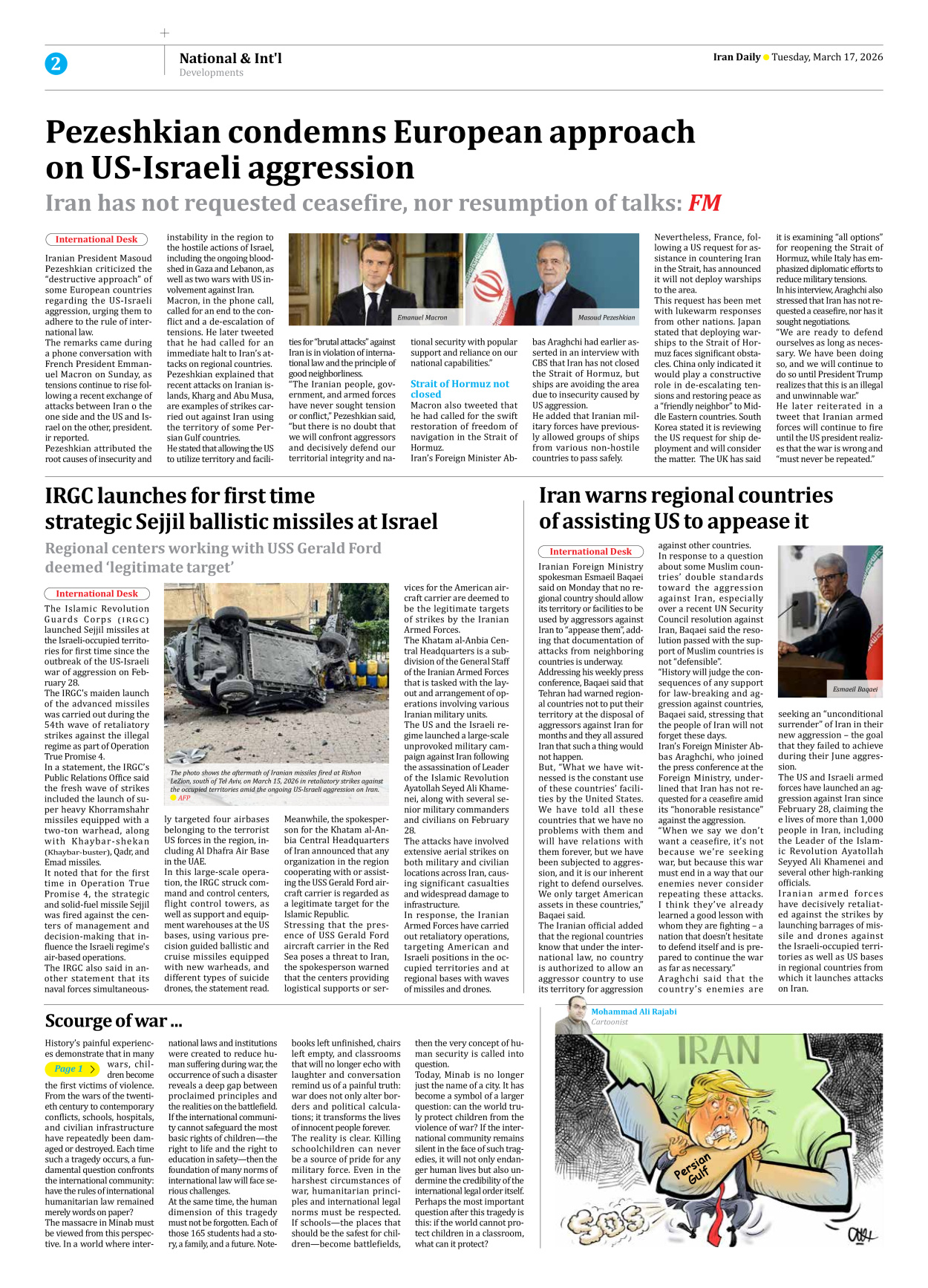 Iran Daily - Number Eight Thousand Nine Hundred and Seventy Six - 17 March 2026 - Page 2