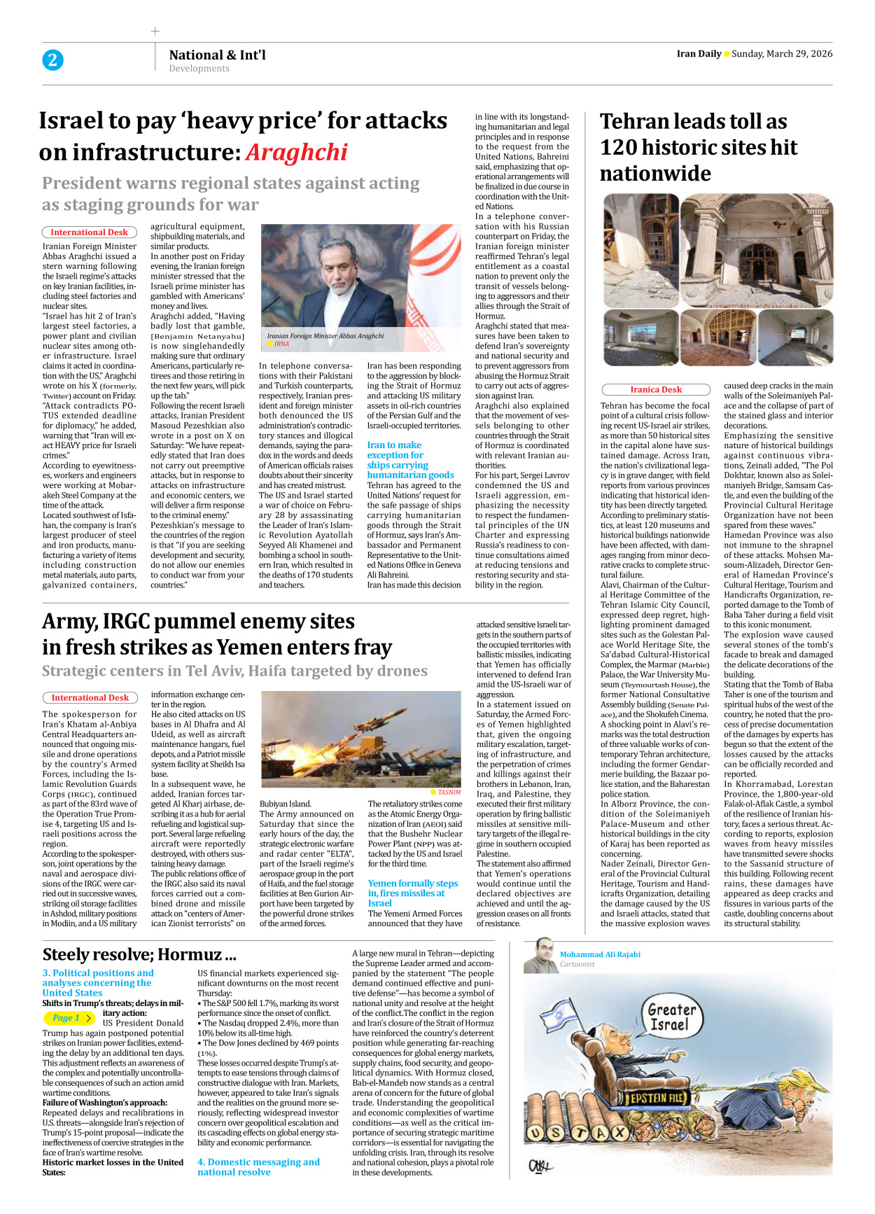 Iran Daily - Number Eight Thousand Nine Hundred and Eighty - 29 March 2026 - Page 2