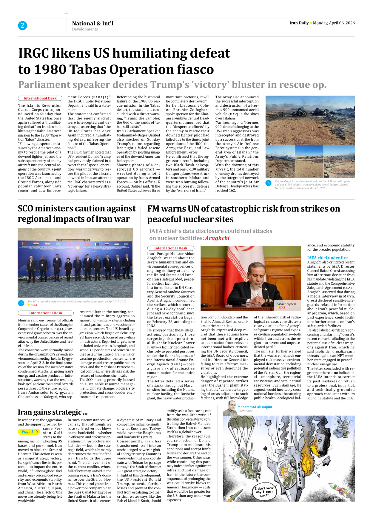 Iran Daily - Number Eight Thousand Nine Hundred and Eighty Five - 06 April 2026 - Page 2