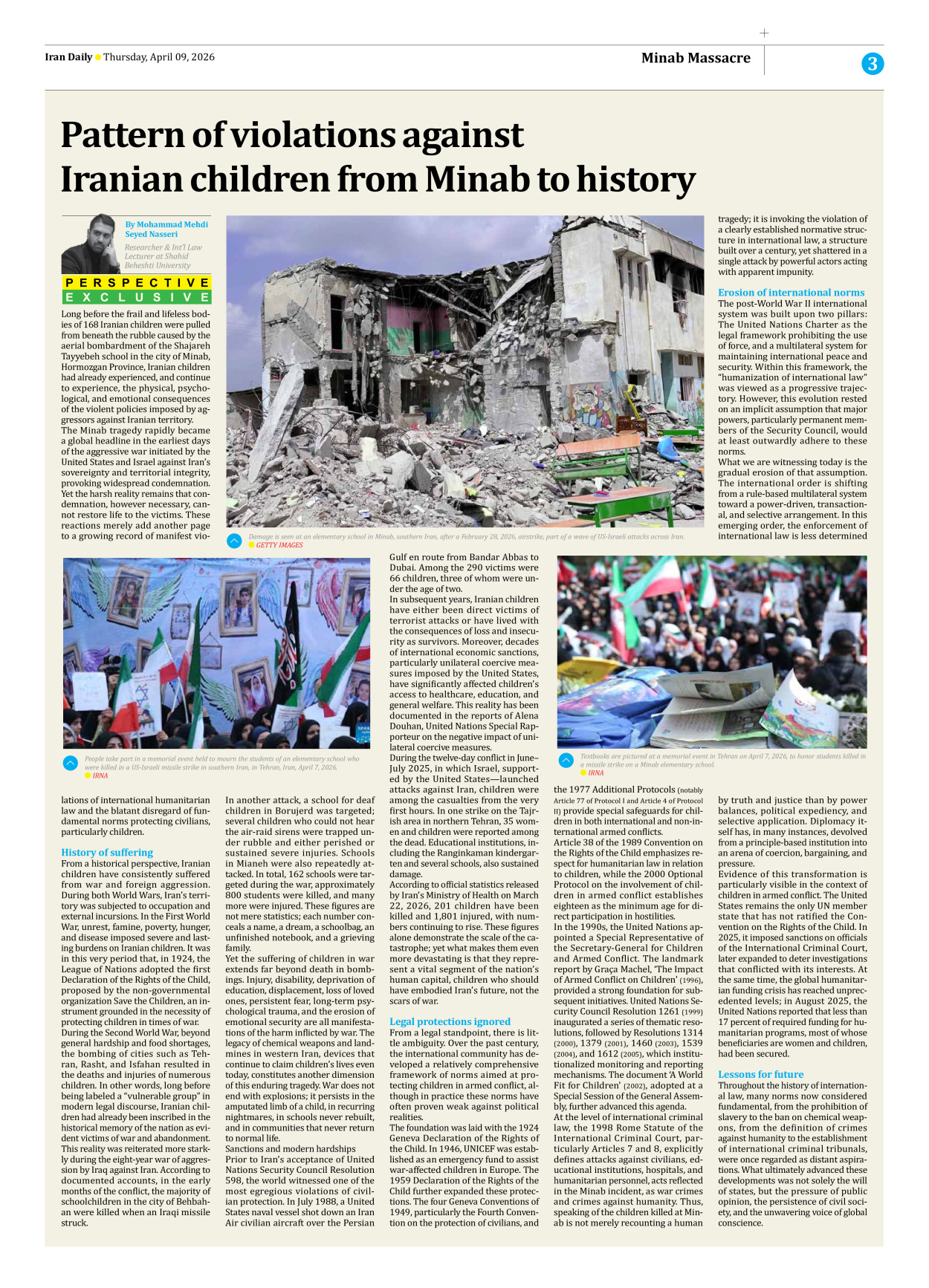Iran Daily - Number Eight Thousand Nine Hundred and Eighty Eight - 09 April 2026 - Page 3