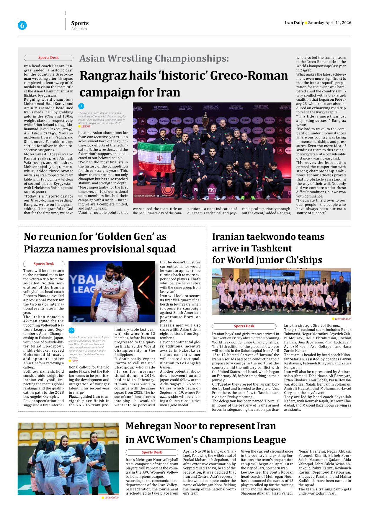 Iran Daily - Number Eight Thousand Nine Hundred and Eighty Nine - 11 April 2026 - Page 6