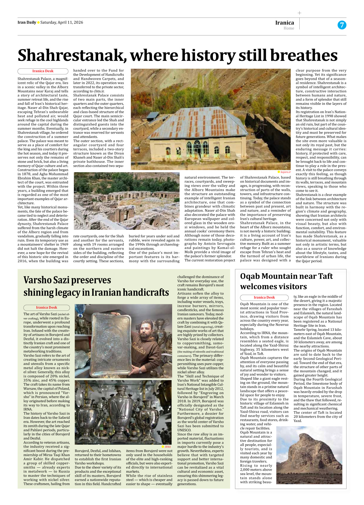 Iran Daily - Number Eight Thousand Nine Hundred and Eighty Nine - 11 April 2026 - Page 7