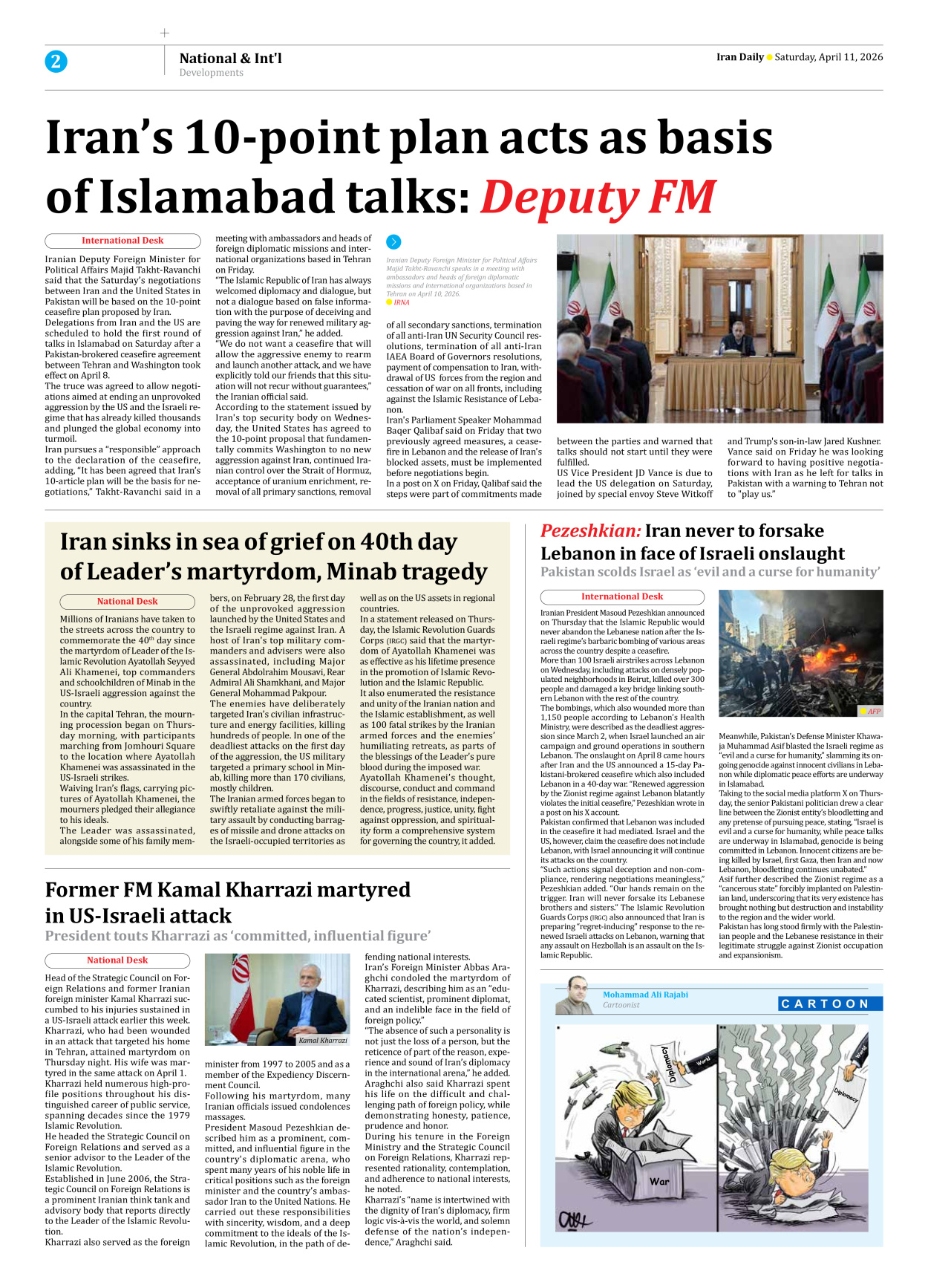 Iran Daily - Number Eight Thousand Nine Hundred and Eighty Nine - 11 April 2026 - Page 2