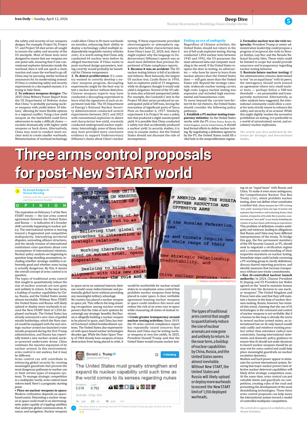 Iran Daily - Number Eight Thousand Nine Hundred and Ninety - 12 April 2026 - Page 5