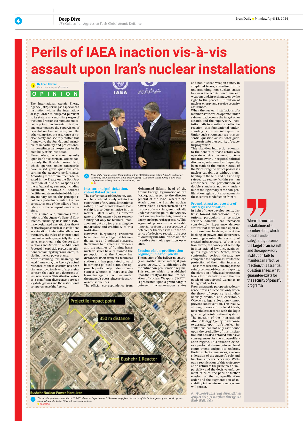Iran Daily - Number Eight Thousand Nine Hundred and Ninety One - 13 April 2026 - Page 4