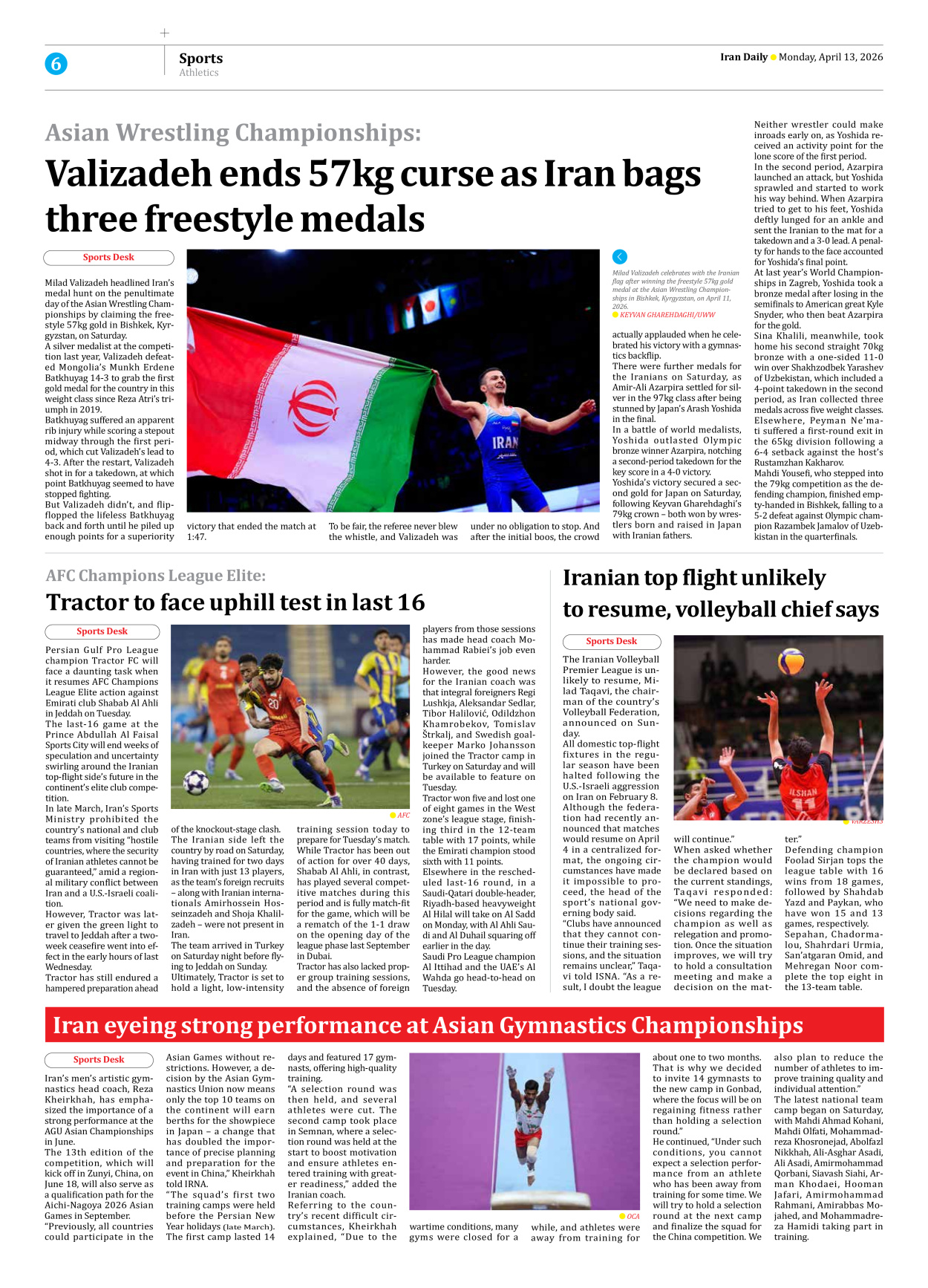 Iran Daily - Number Eight Thousand Nine Hundred and Ninety One - 13 April 2026 - Page 6