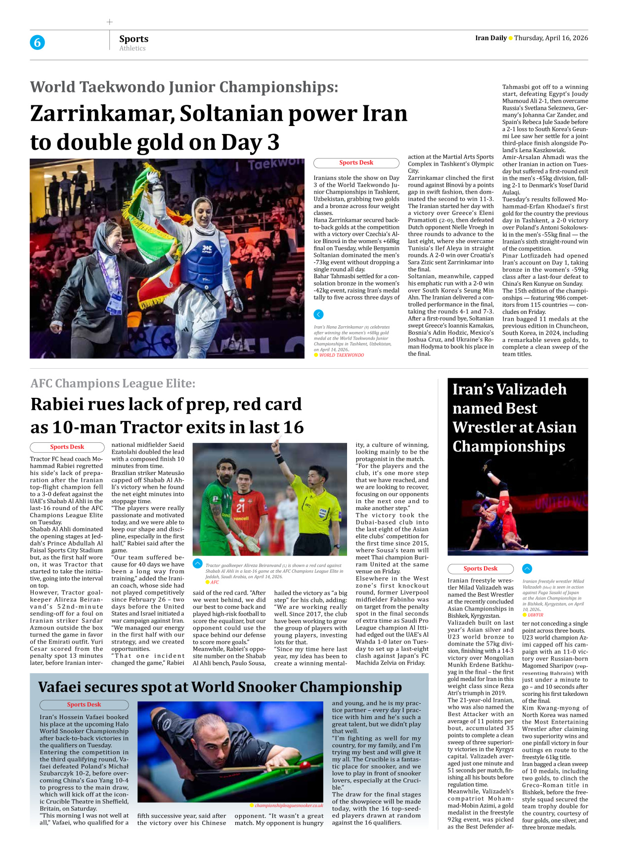 Iran Daily - Number Eight Thousand Nine Hundred and Ninety Three - 16 April 2026 - Page 6