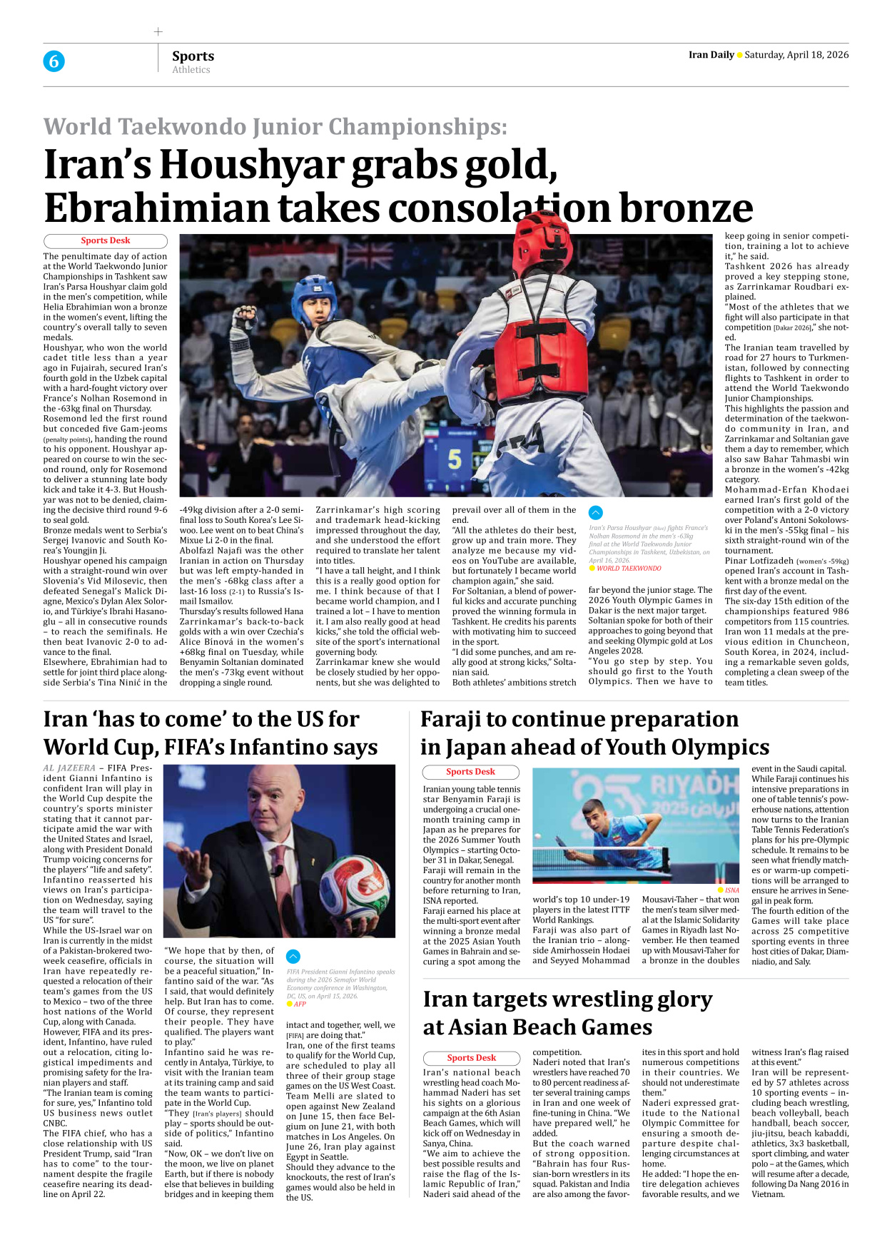 Iran Daily - Number Eight Thousand Nine Hundred and Ninety Four - 18 April 2026 - Page 6
