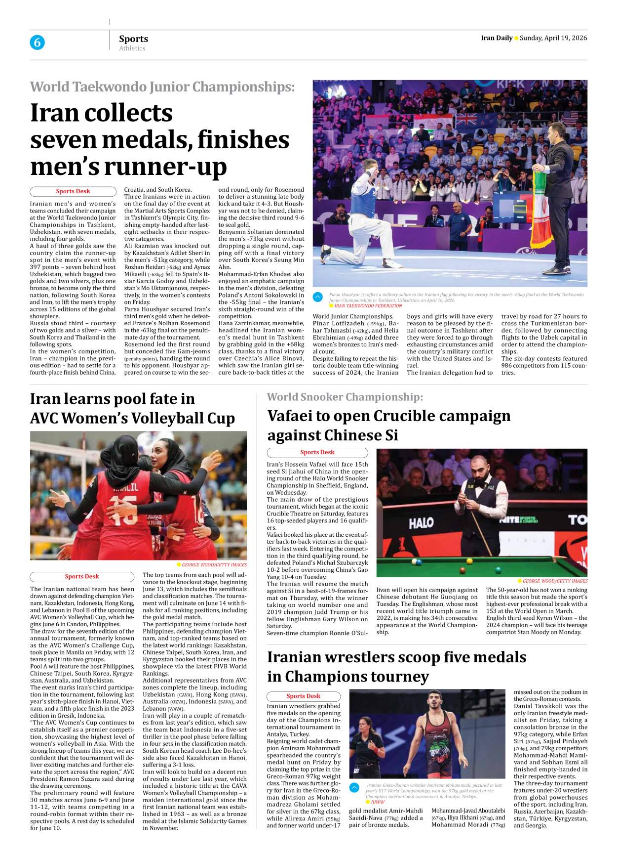 Iran Daily - Number Eight Thousand Nine Hundred and Ninety Five - 19 April 2026 - Page 6