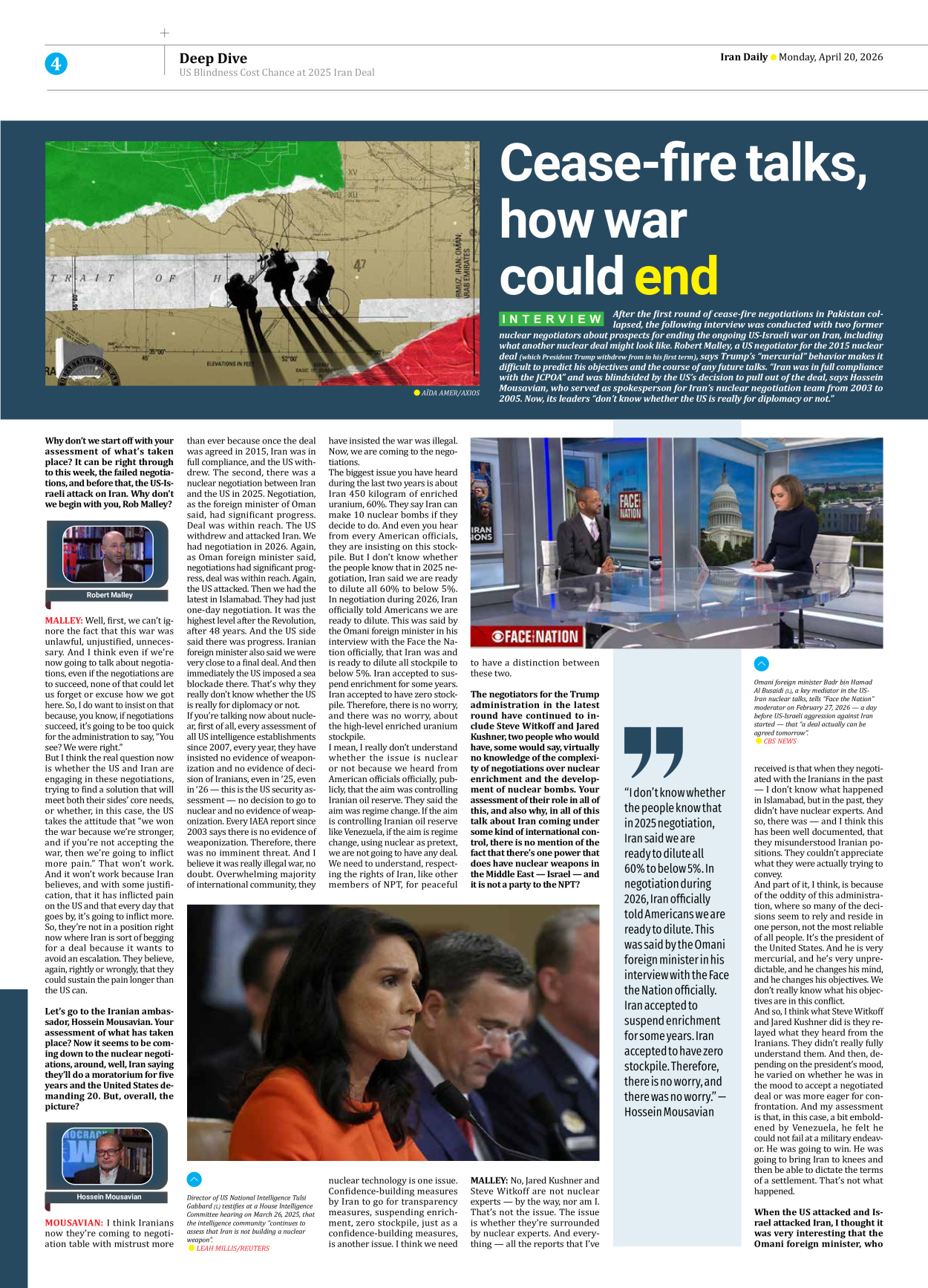 Iran Daily - Number Eight Thousand Nine Hundred and Ninety Six - 20 April 2026 - Page 4