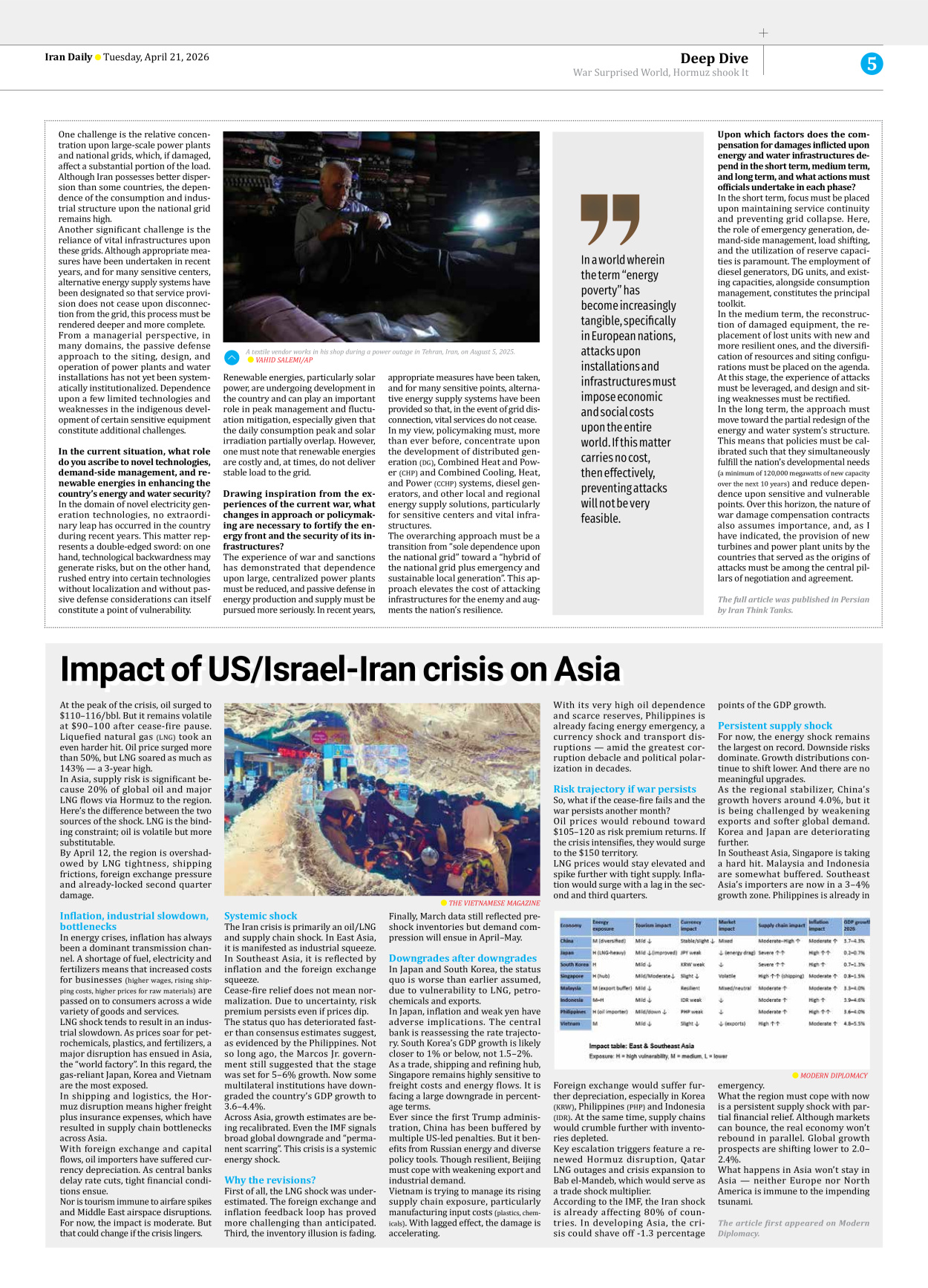 Iran Daily - Number Eight Thousand Nine Hundred and Ninety Seven - 21 April 2026 - Page 5
