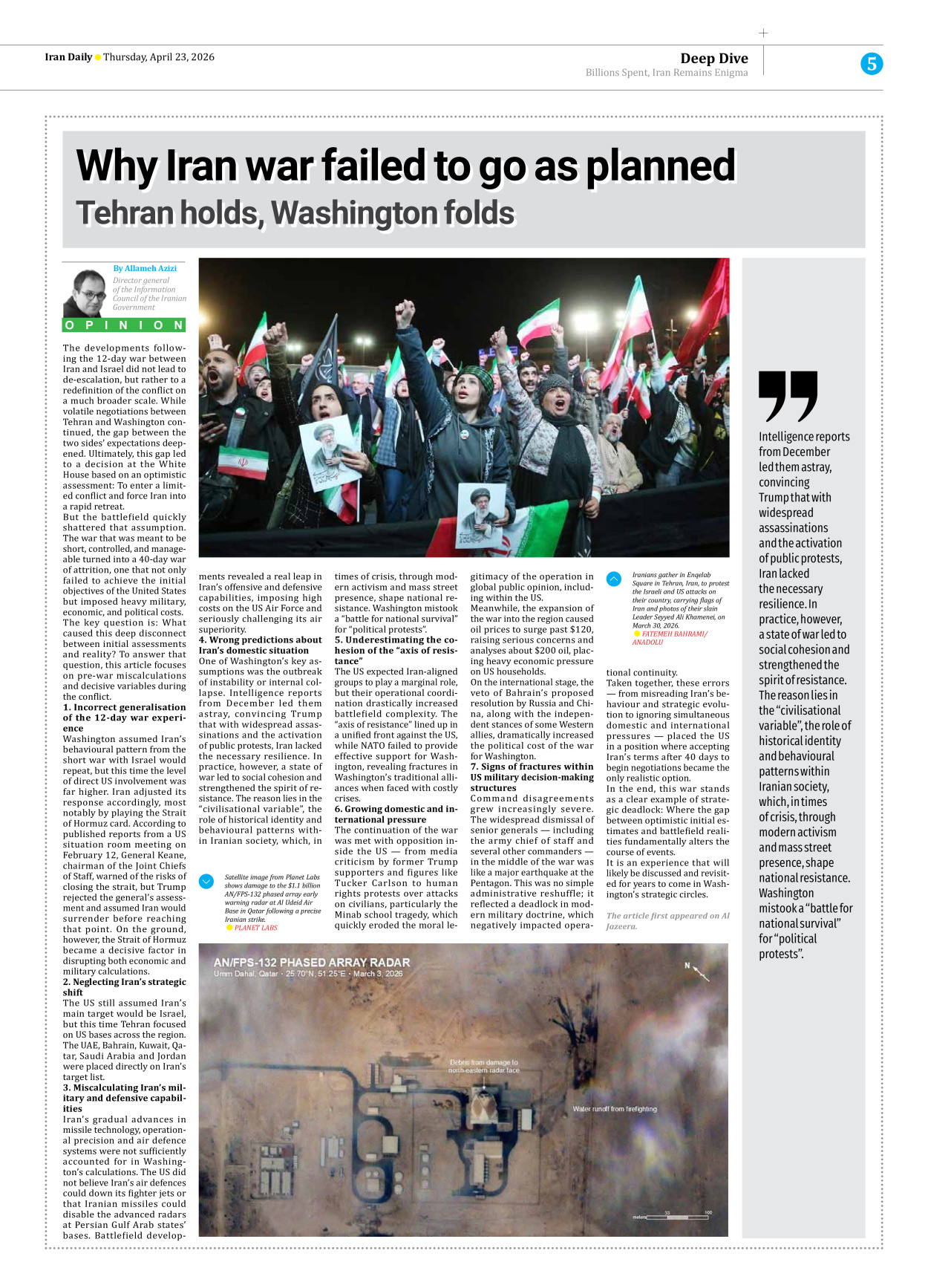 Iran Daily - Number Eight Thousand Ninety Nine - 23 April 2026 - Page 5