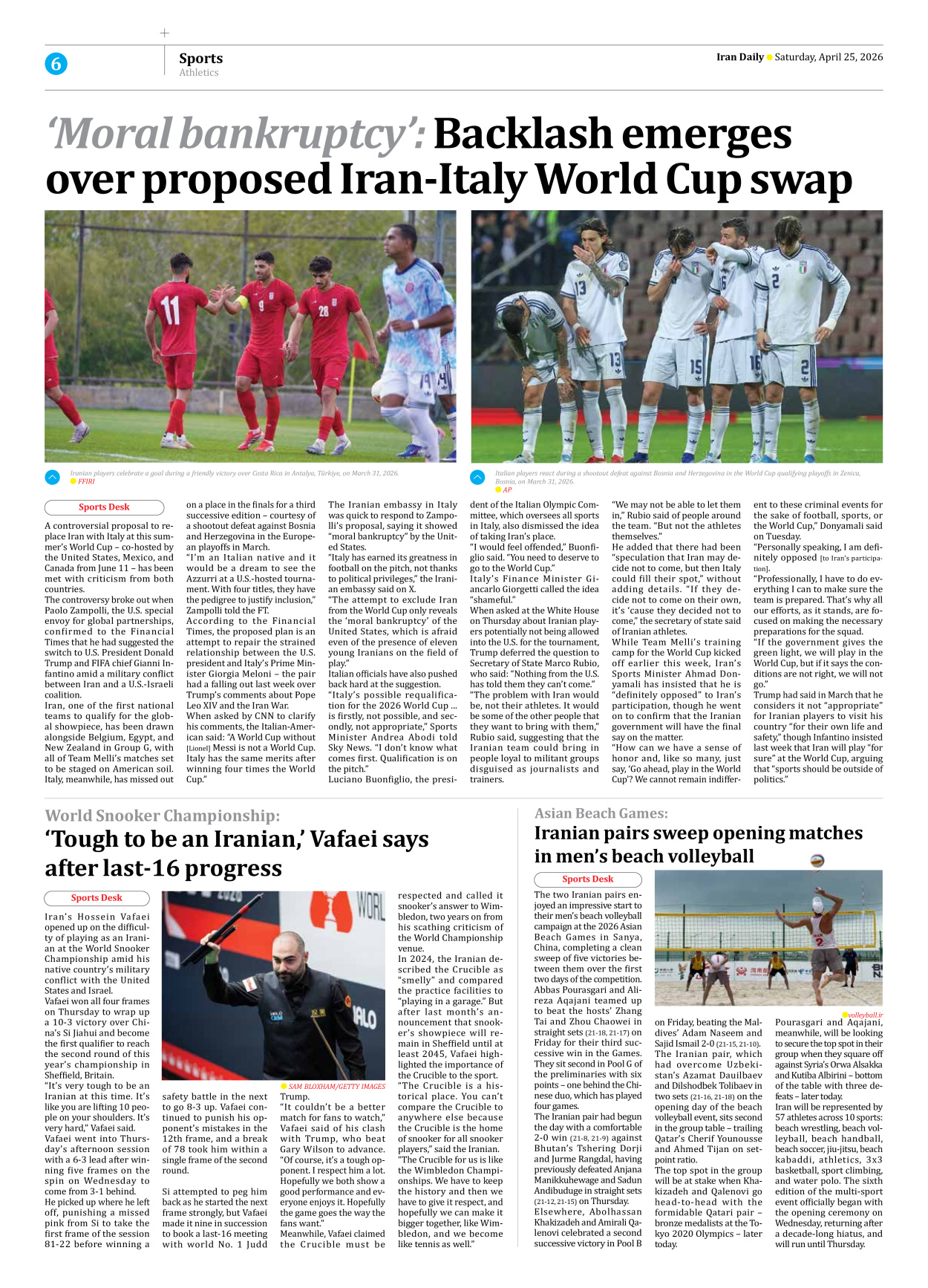 Iran Daily - Number Eight Thousand One Hundred - 25 April 2026 - Page 6