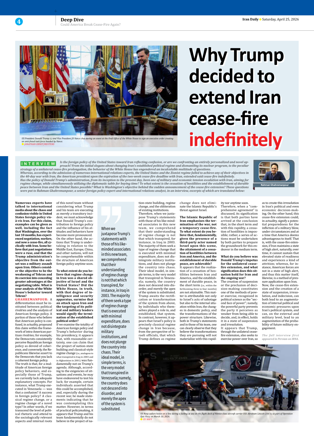 Iran Daily - Number Eight Thousand One Hundred - 25 April 2026 - Page 4